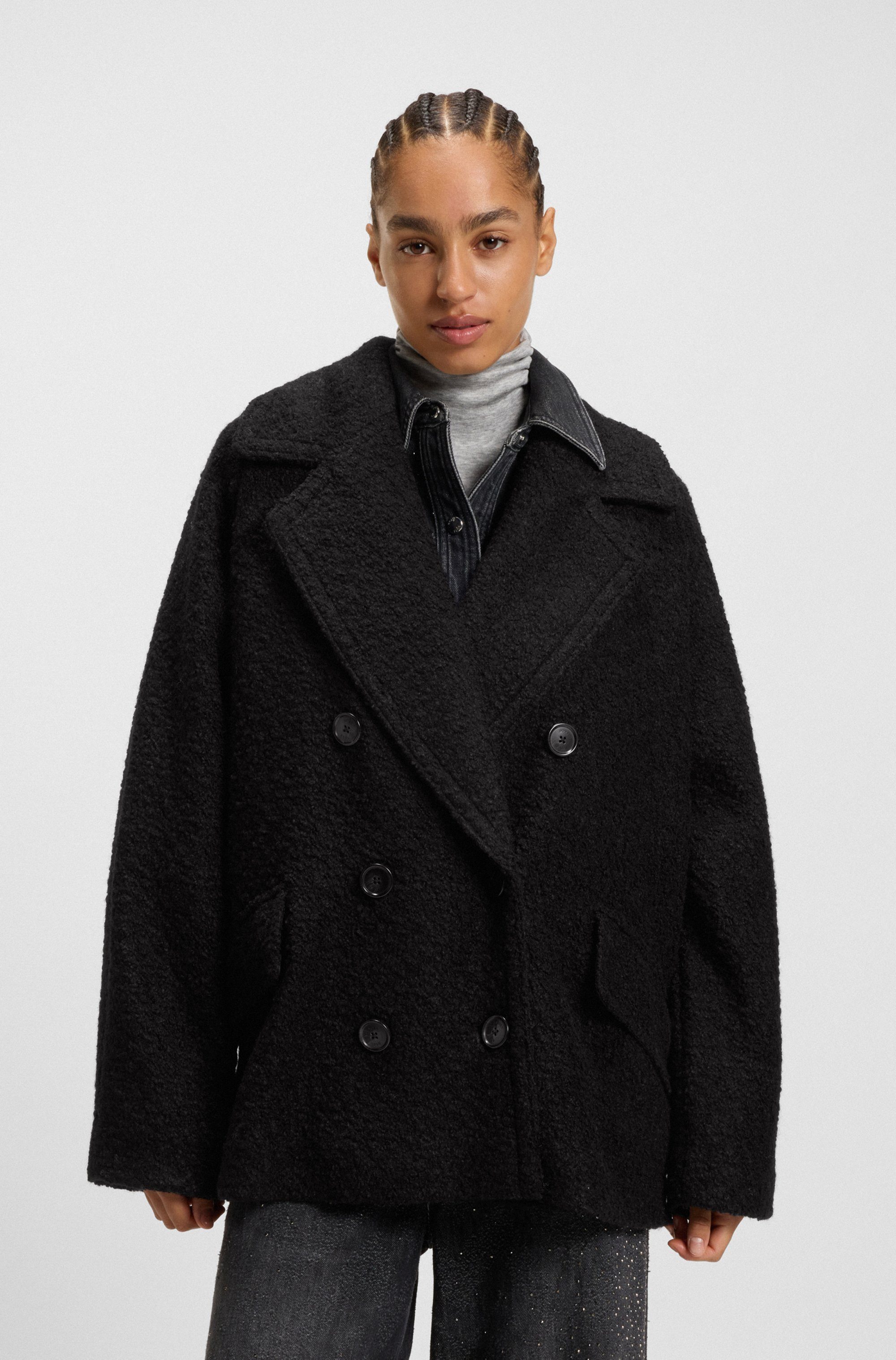 BOSS ORANGE Caban Cabani Premium Damenmode im Boxy-Fit mit Bouclé-Struktur
