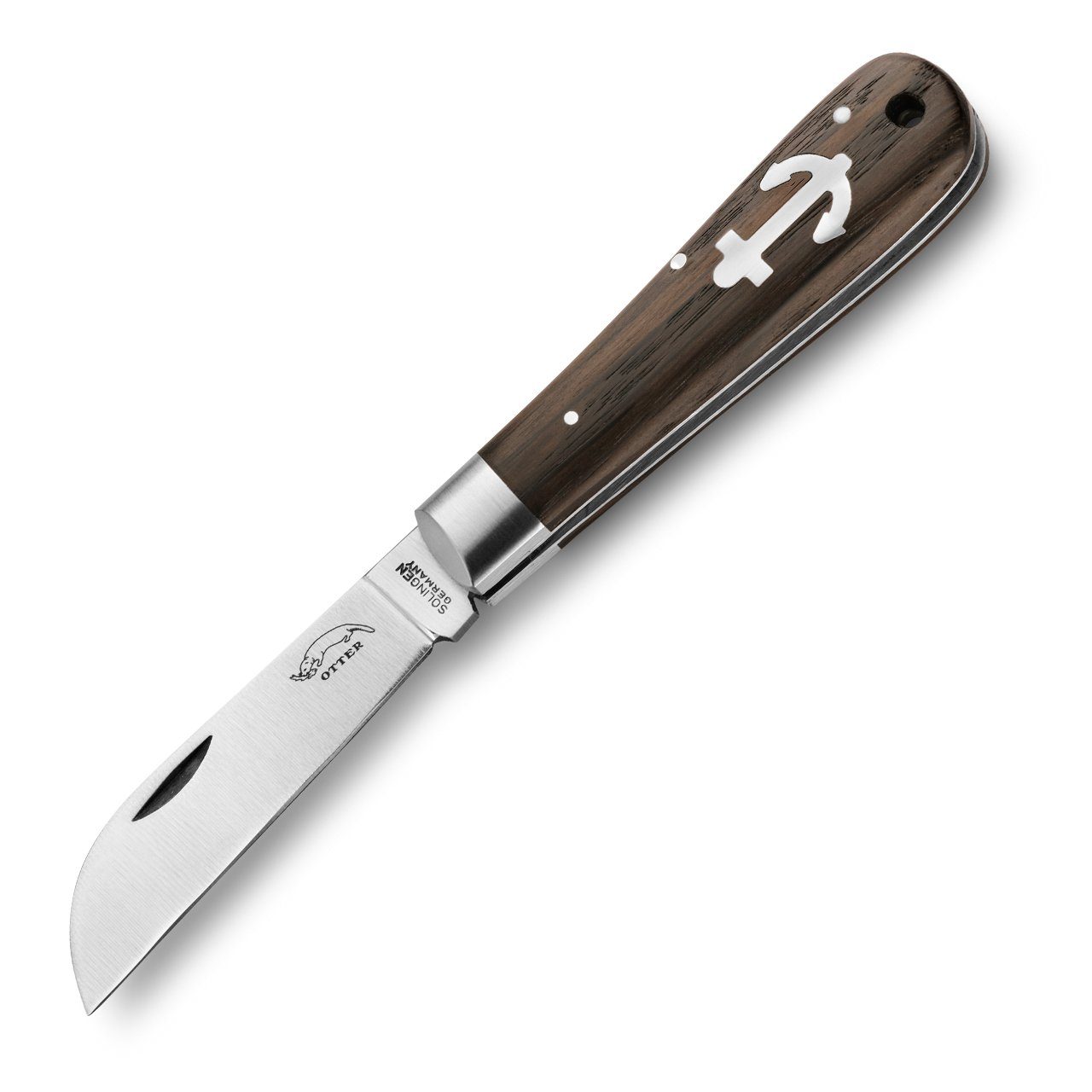Räuchereiche Messer Anker-Messer Slipjoint Taschenmesser groß Carbonstahlklinge, Otter