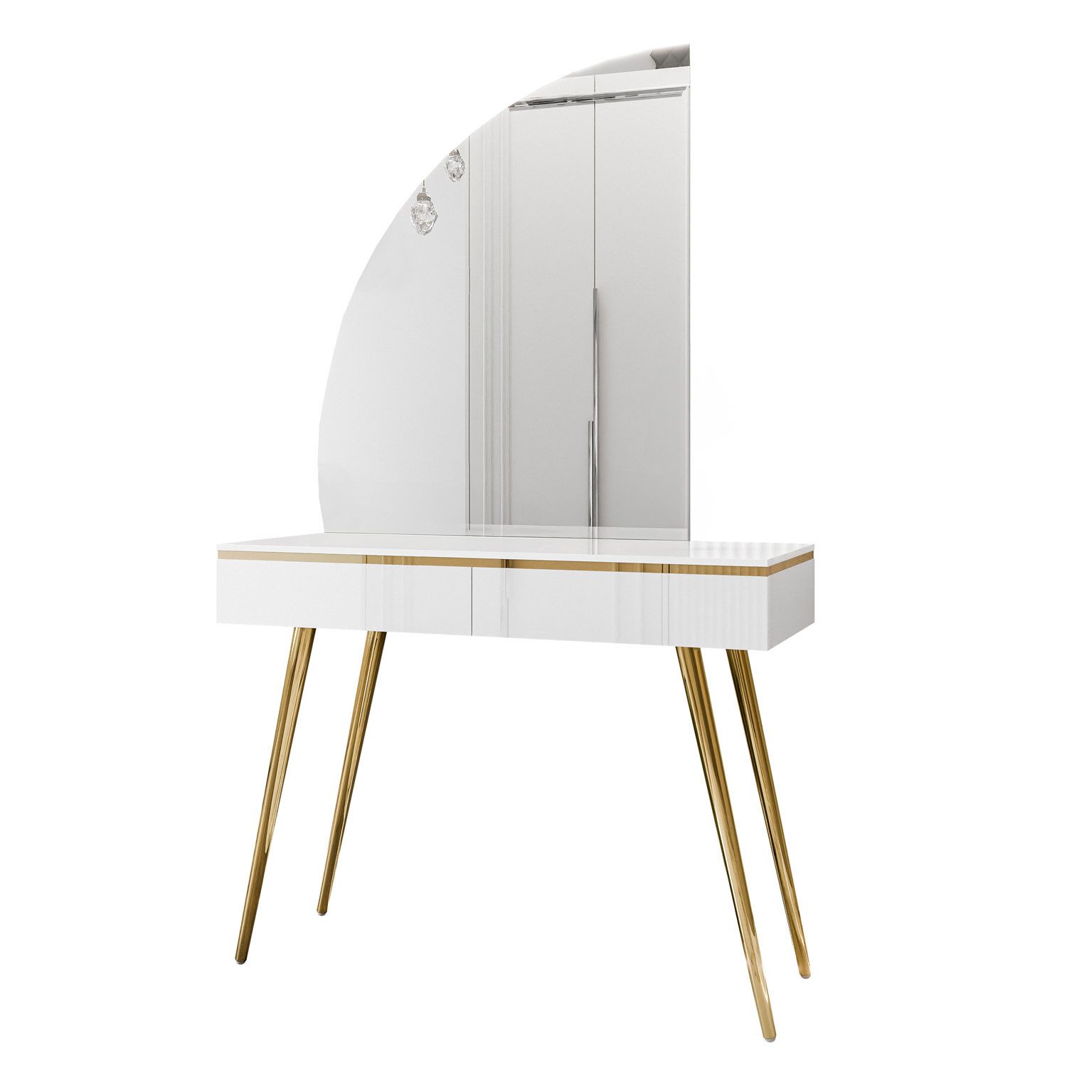 Schminktisch AURORA-SQ mit Spiegel und LED Beluchtung
