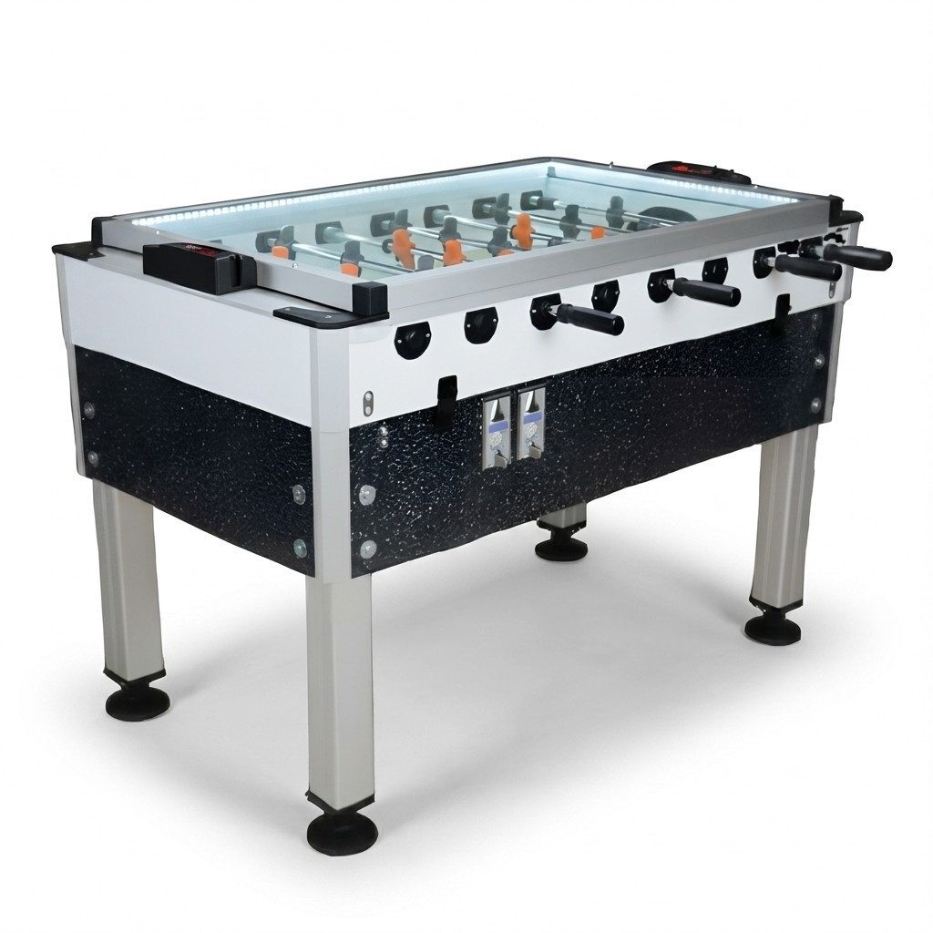 Xlmoebel Kickertisch XLMOEBEL Tischfußball aus Aluminium und MDF in Grau mit Musikfunktion (Kickertisch, 1-tlg., Kickertisch), Made in Europa