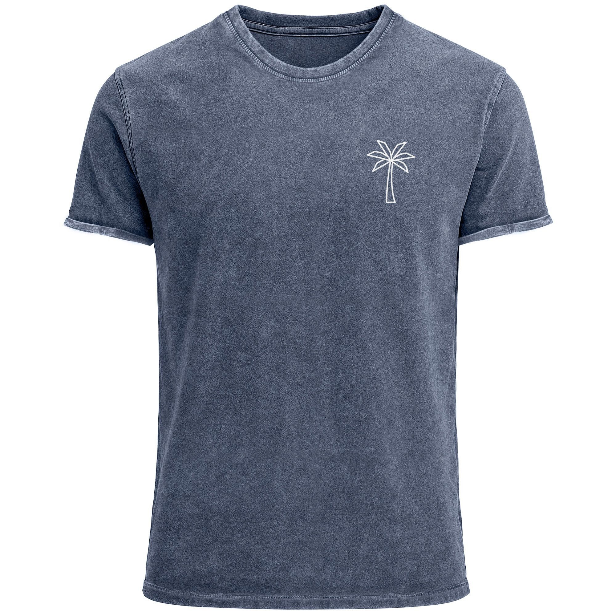Neverless Print-Shirt Herren T-Shirt mit Palmen Logo – Vintage Waschoptik K günstig online kaufen