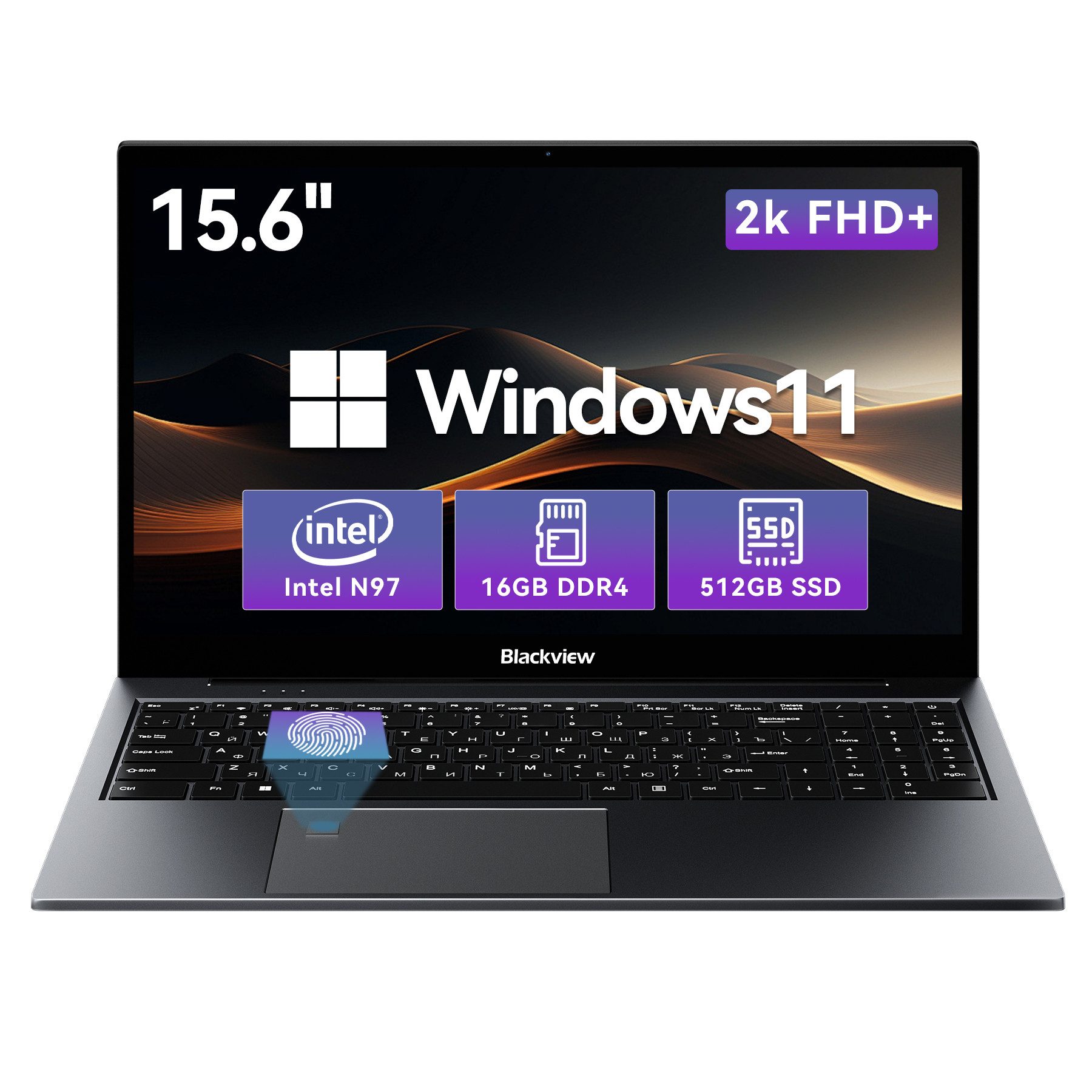 blackview 15.6“ Acebook8 Intel Core N97 Notebook (Intel Intel Core N97, 512 GB SSD, Windows 11, Fingerabdruckerkennung, Face Unlock)