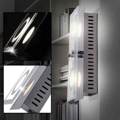 WOFI Deckenstrahler, LED Decken Leuchte Wohnraum Wand Lampe Glas Strahler silber 2-flg WOFI 7475.02.01.0000