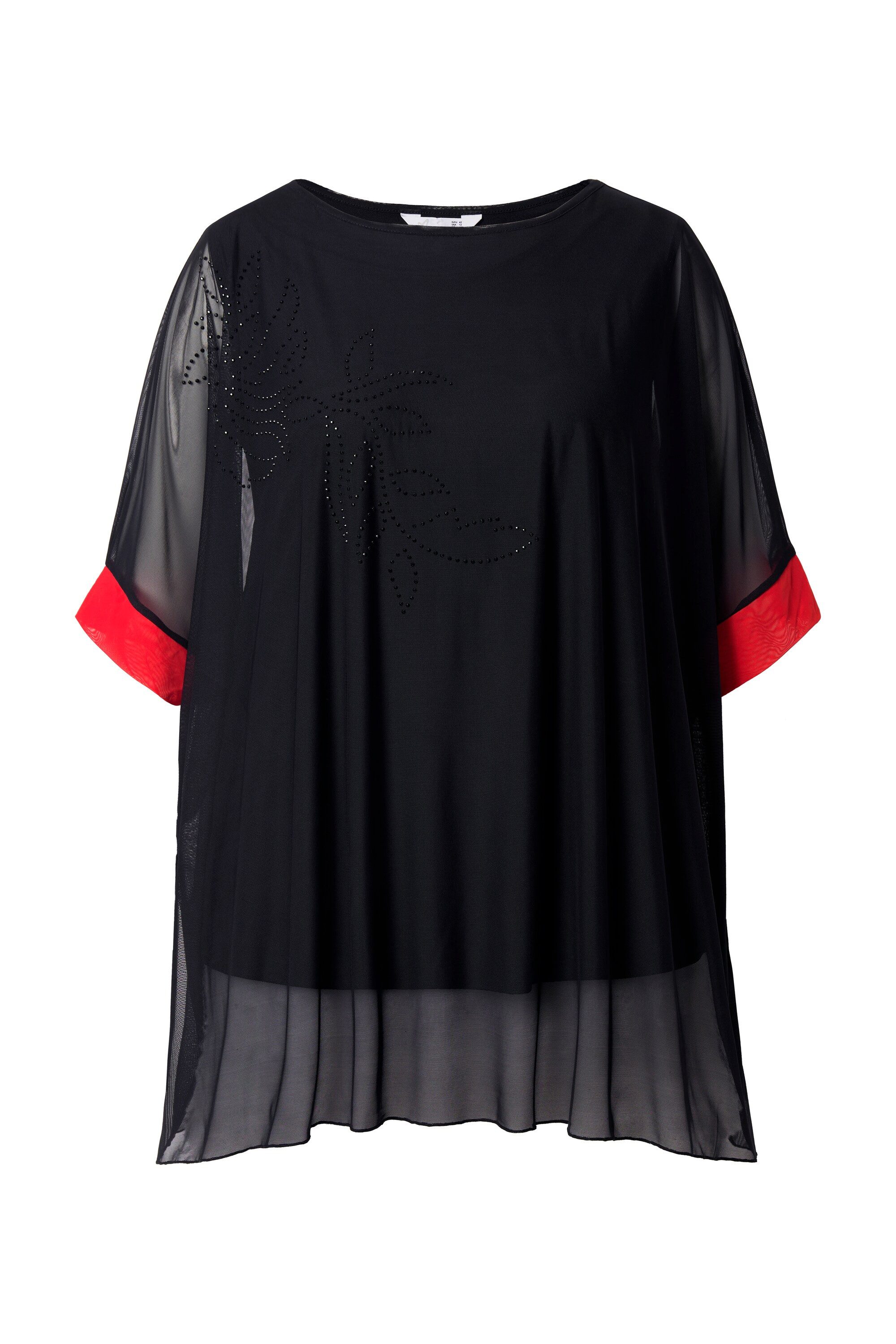 MIAMODA Druckbluse Mesh-Bluse oversized Ziersteinchen günstig online kaufen