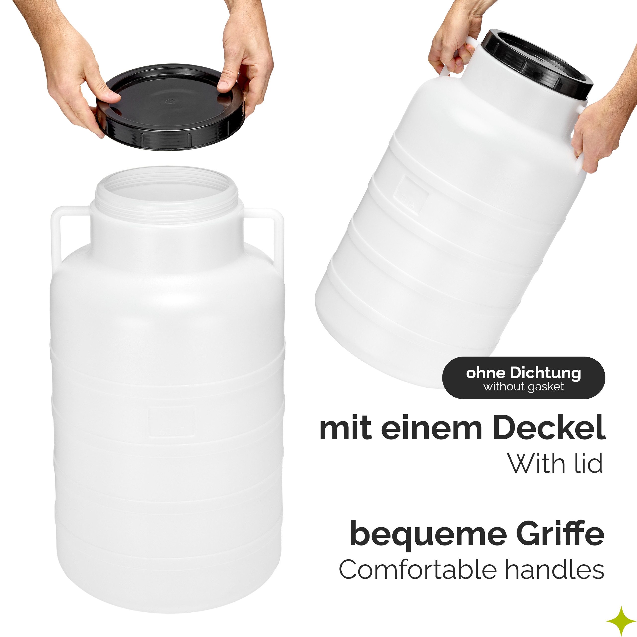 Garronda Regentonne 60L Twist Lebensmittelfass Sauerkrautfass Hobbock Garten GD-0078, Weiß, 60 l, (1-tlg) – Bild 4 von 5
