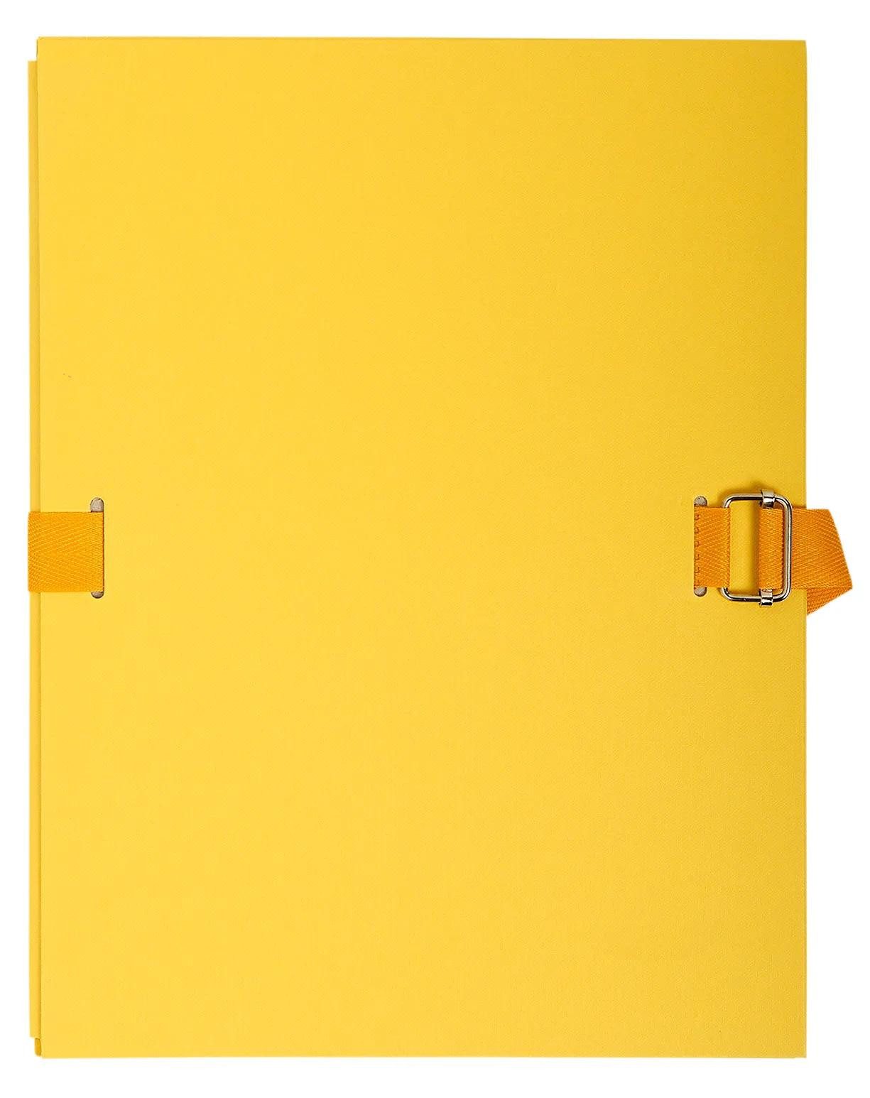 EXACOMPTA Dokumententasche 10x Dokumentenmappe Karton 2,7mm, Faltenrücken, A4, Gelb, 729E, Mappen mit dehnbaren Rücken Ohne Klappen