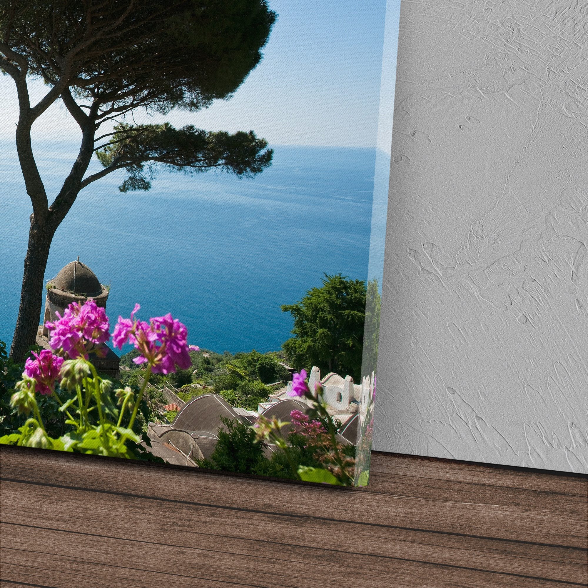 Sinus Art Leinwandbild 120x80cm Wandbild auf Leinwand Italienische Küste Sommer Mittelmeer Ba, (1 St)