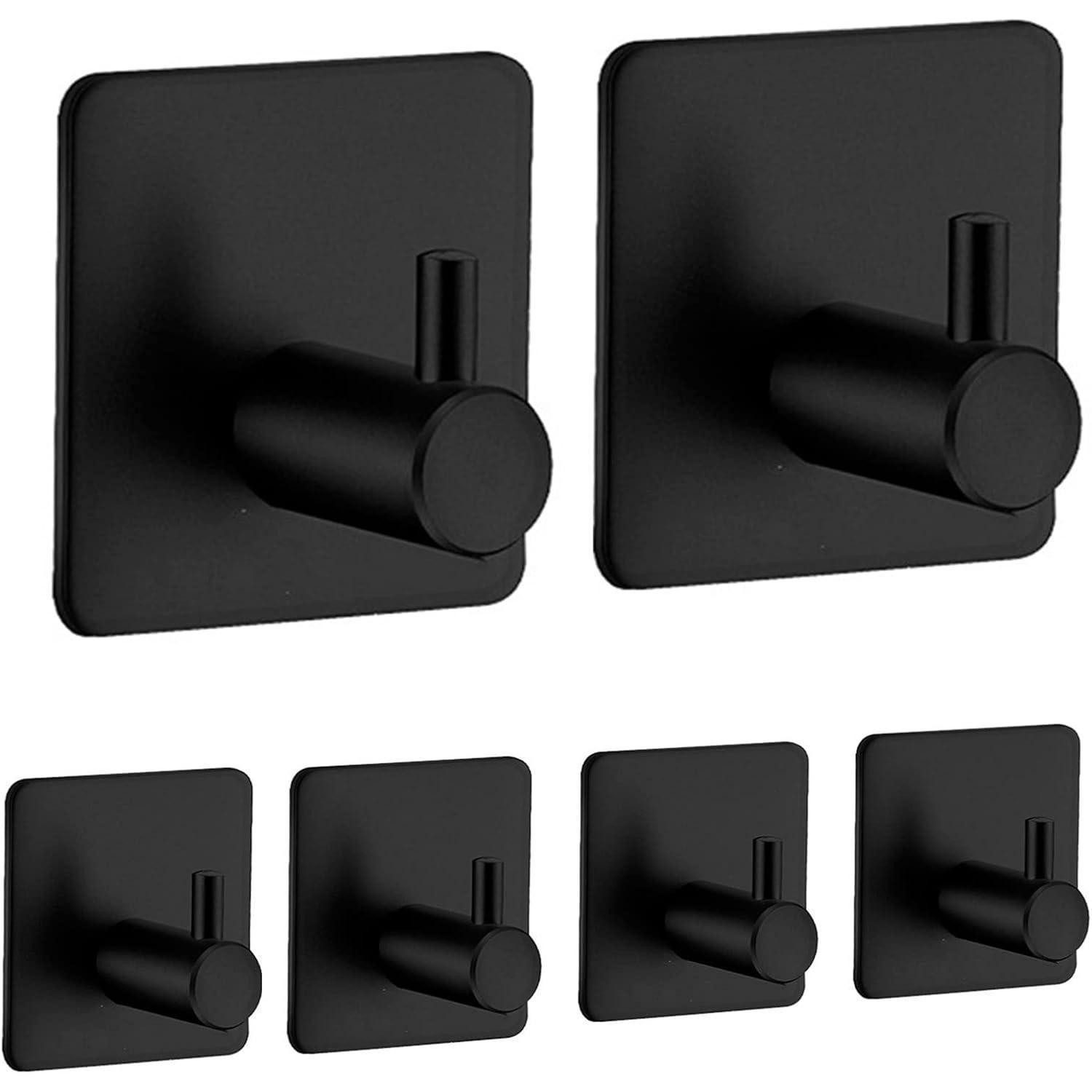 LuxusKollektion Полотенцесушители Крючок для полотенец 6 Stück selbstklebend ohne Bohren Edelstahl Schwarz