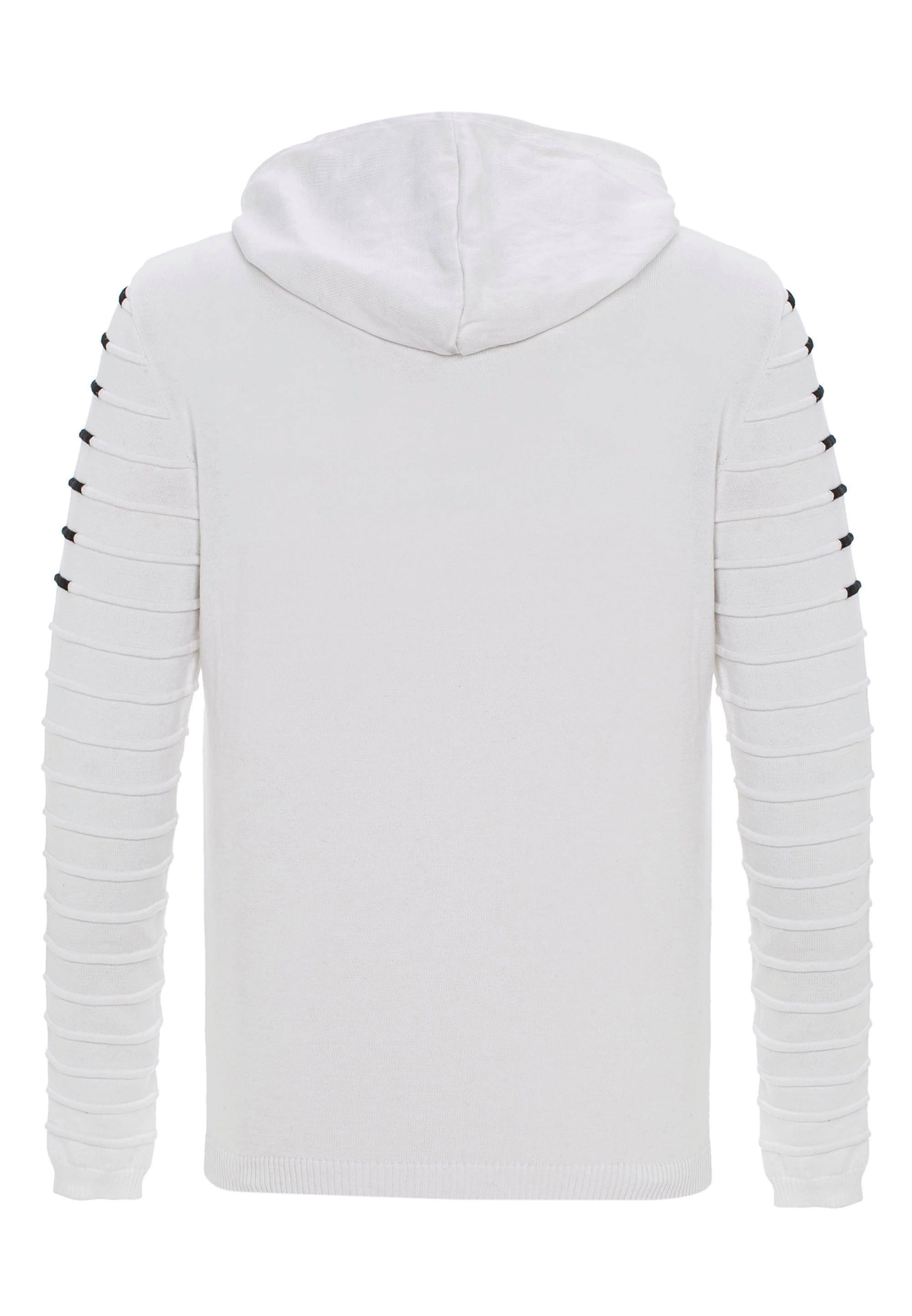 Cipo & Baxx Kapuzensweatshirt mit Kapuze weiß kuscheliger