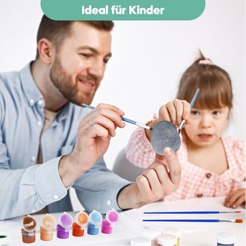 Coradoma Kreativset Steine zum Bemalen DIY Set Bastelset Kinder Malen Kreativ, (Bastelset, 10 Steine + 2 Leuchtsteine)