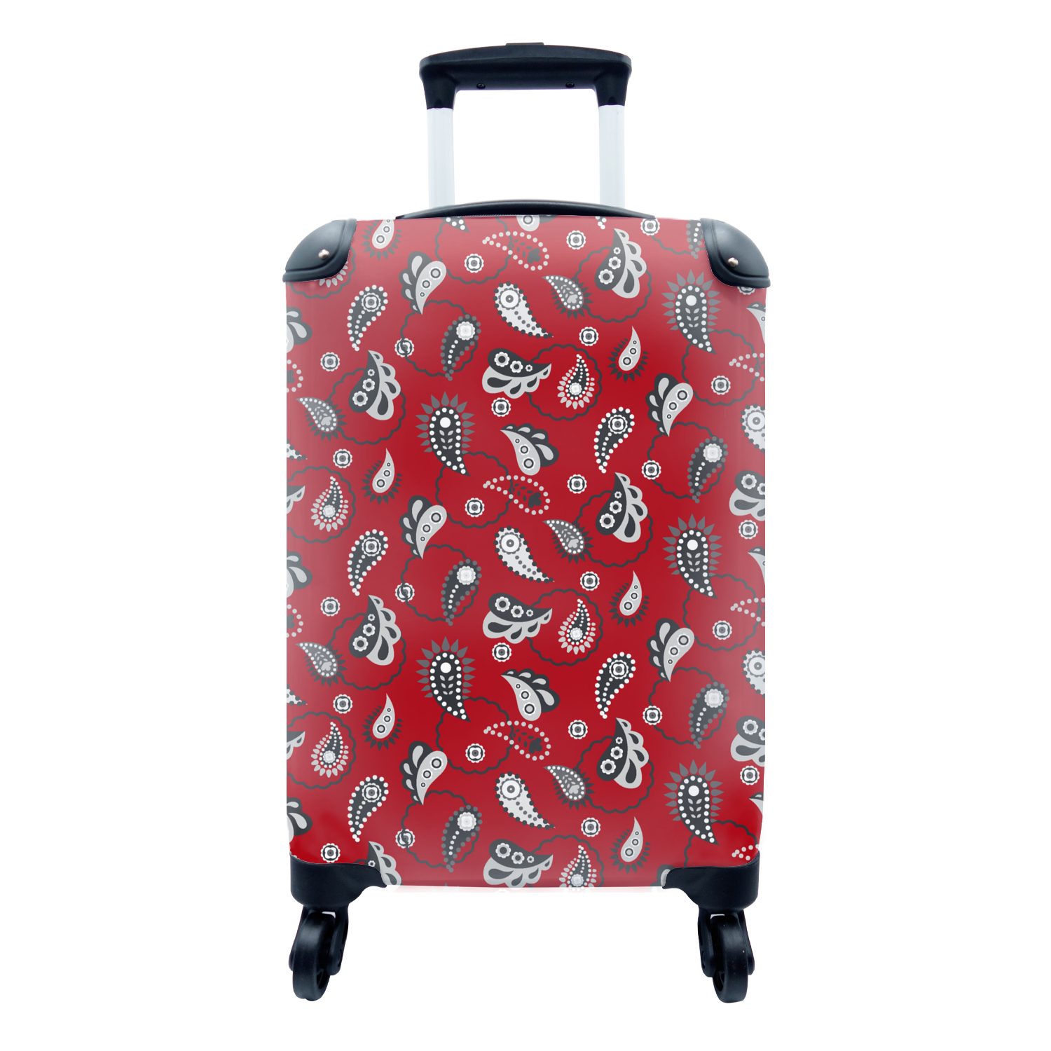 MuchoWow Handgepäckkoffer Kopftuch - Flora - Retro - Design, 4 Rollen, Reisetasche mit rollen, Handgepäck für Ferien, Trolley, Reisekoffer