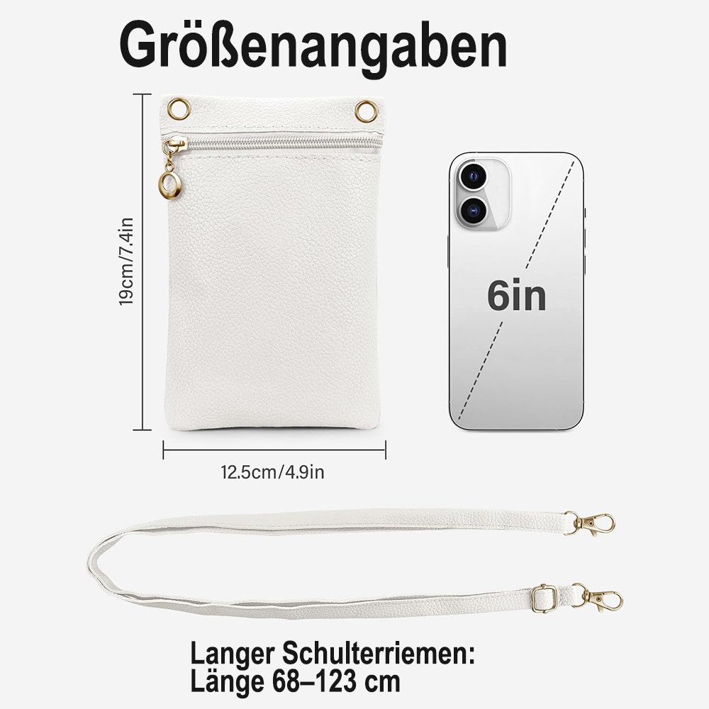 Zaewry Umhängetasche Handytasche mit abnehmbaren Umhängeriemen,Handytasche, für Einkaufen, Dating und Spaziergänge,Münztasche, Kreditkartenetui