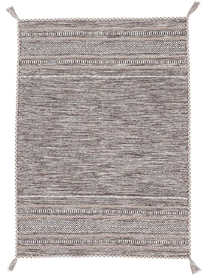 Teppich Kelim Azizi, carpetfine, rechteckig, Höhe: 5 mm, Baumwolle,  Wendeteppich mit Fransen, Wohnzimmer