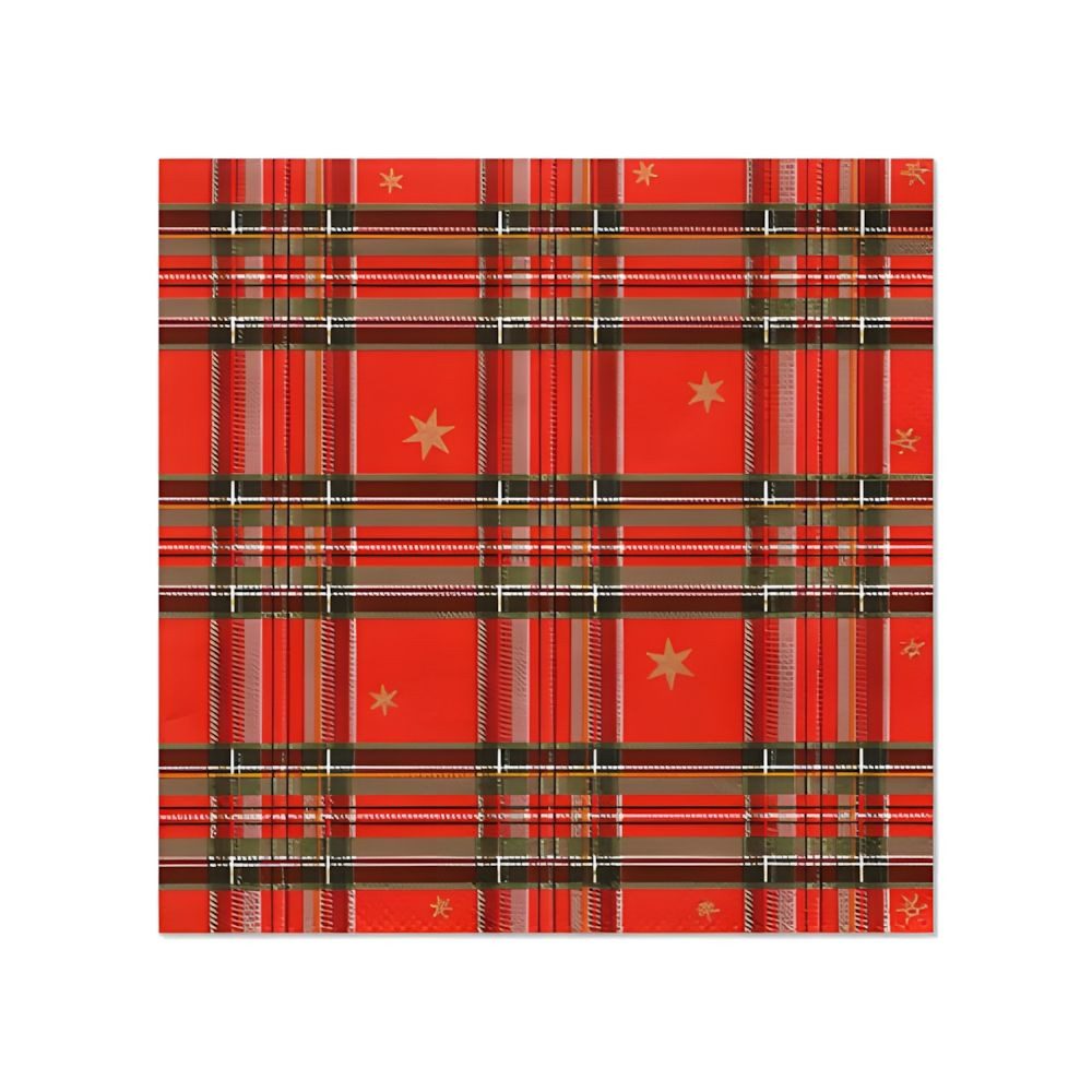 PAPSTAR Papierserviette Servietten, 3-lagig 1/4-Falz 25 cm x 25 cm Tartan 280 Stk