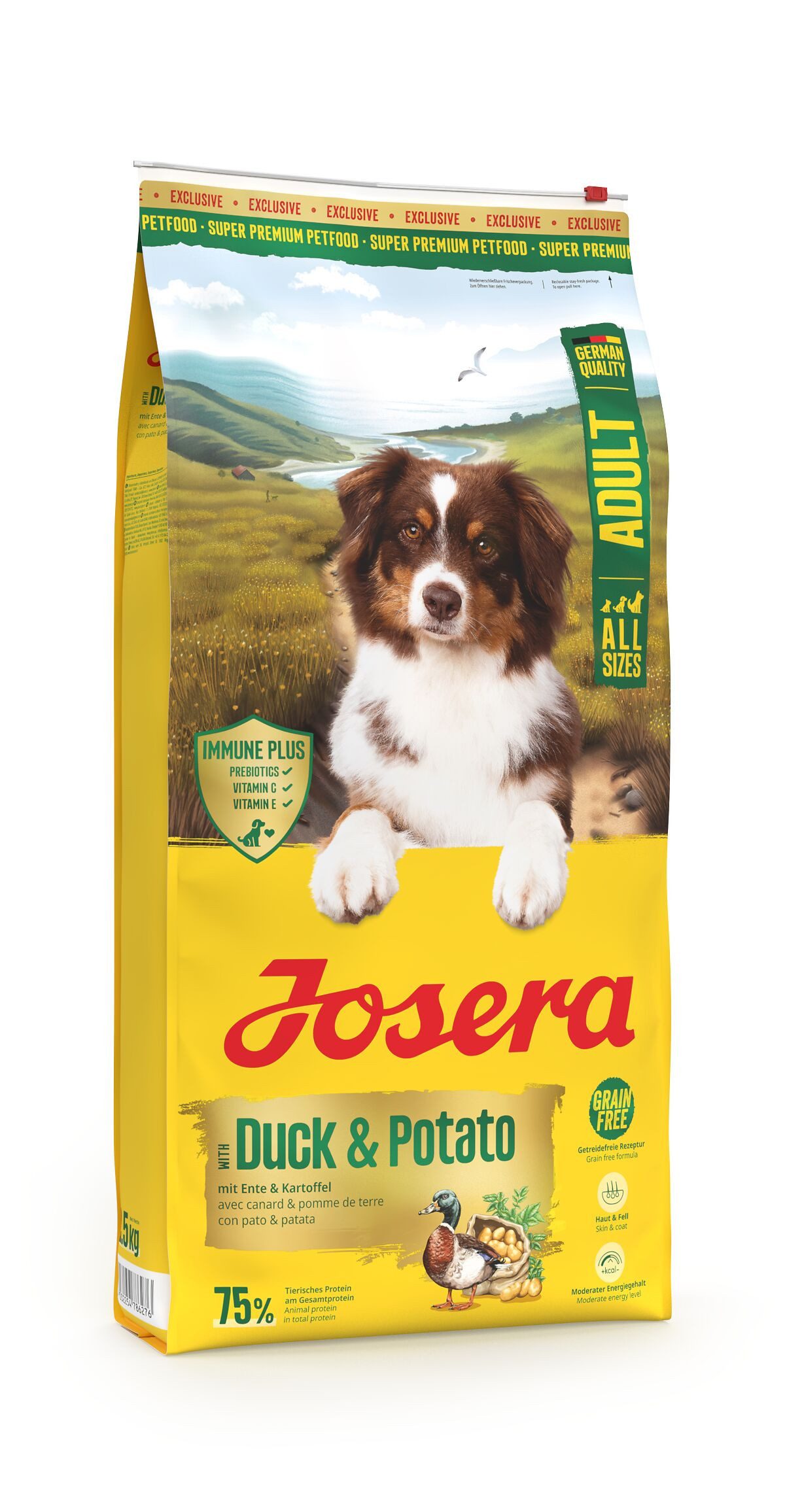 Josera Duck & Potato 12,5kg, Trockenfutter für: Hunde, Adult All Size, für ausgewachsene Hunde aller Größen