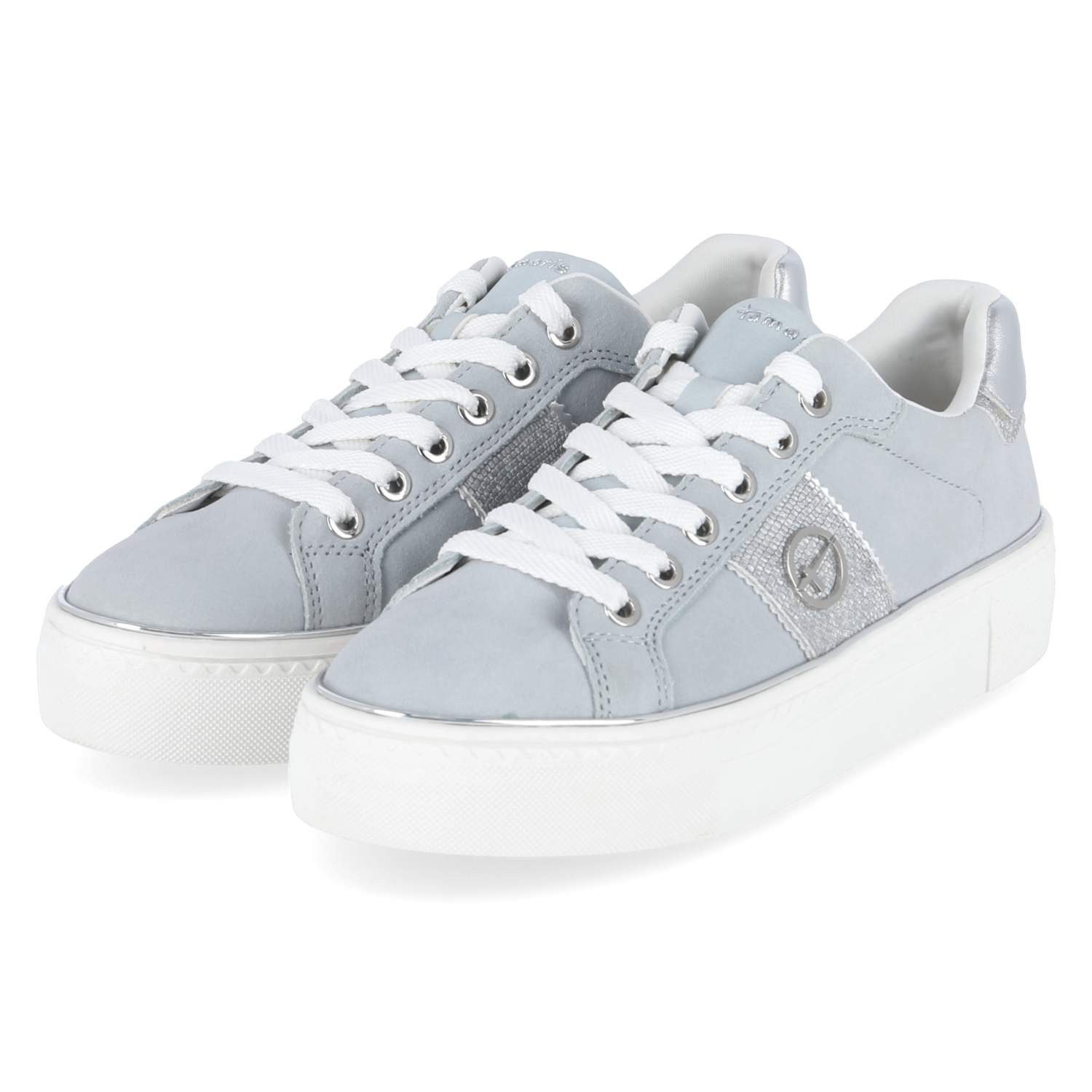 Tamaris Tamaris 1-23724-42-883 Damen Leder und Synthetik hellblau Schnürschuh