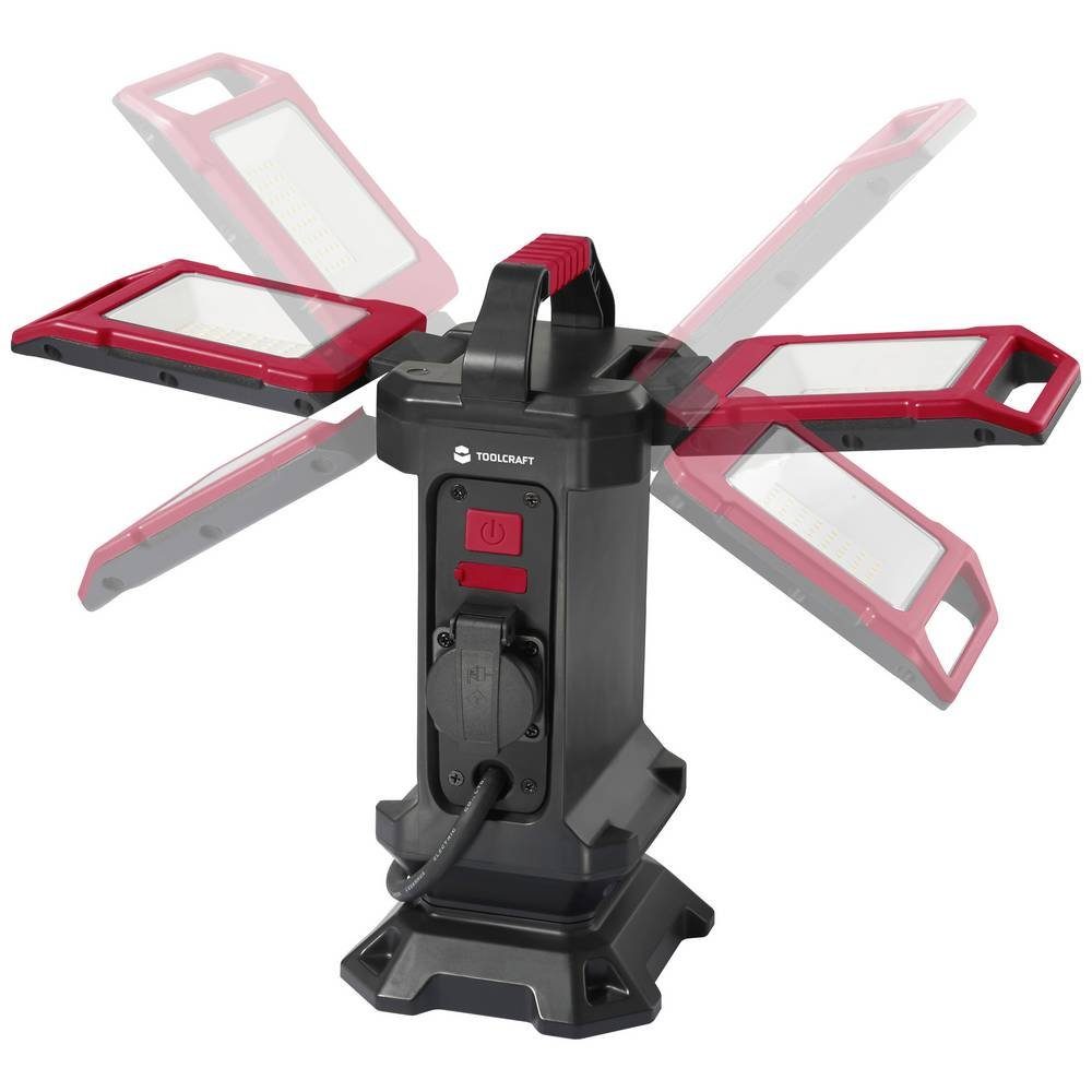 TOOLCRAFT LED work light including tripod TO-7843728, height adjustable, adjustable lampshade, with carrying handle, with USB