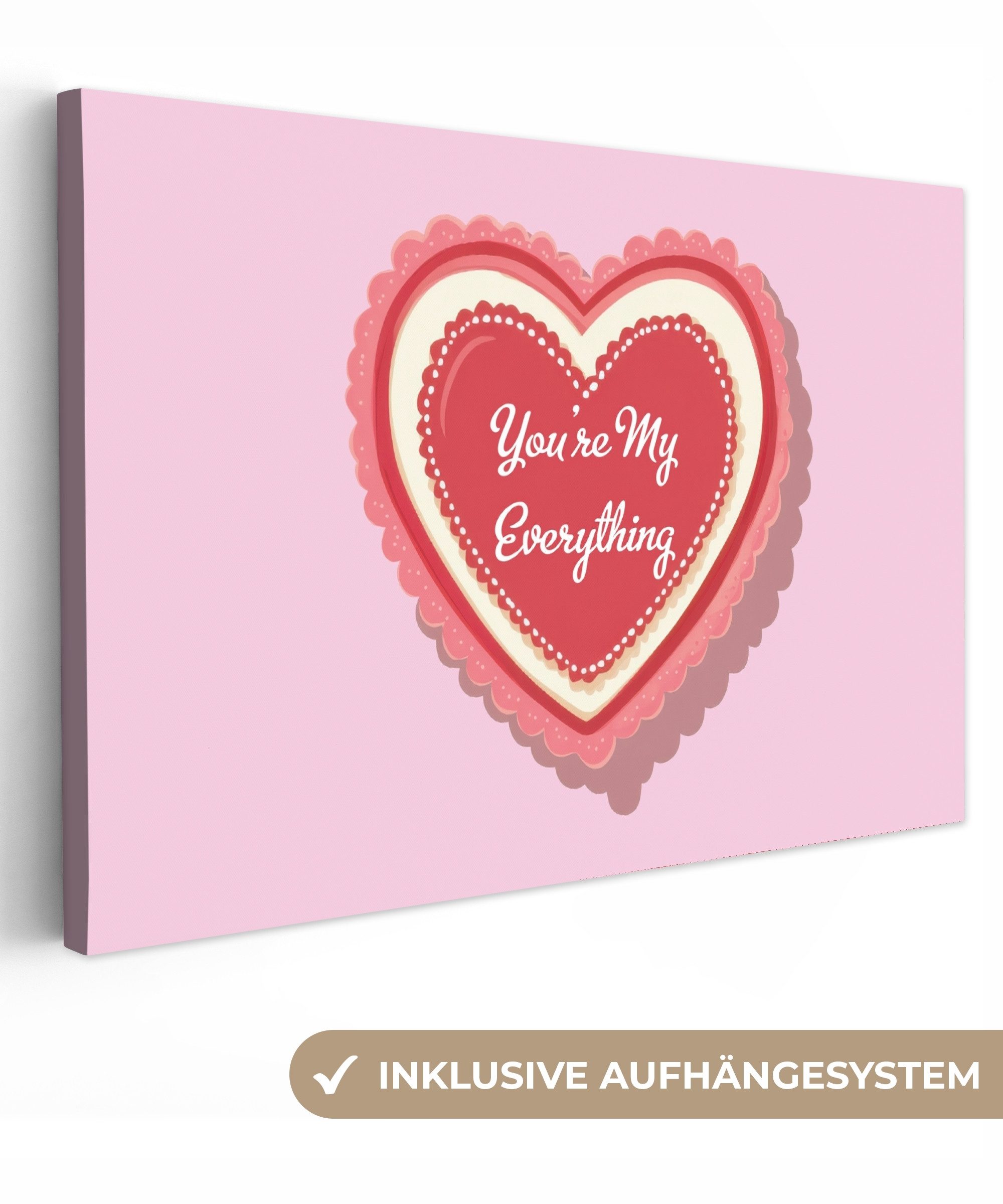 OneMillionCanvasses® Leinwandbild Liebe - Herz - Valentinstag, Fotodruck (1 St), Leinwandbilder XXL Wohnzimmer, Deko Aesthetic 150x100 cm
