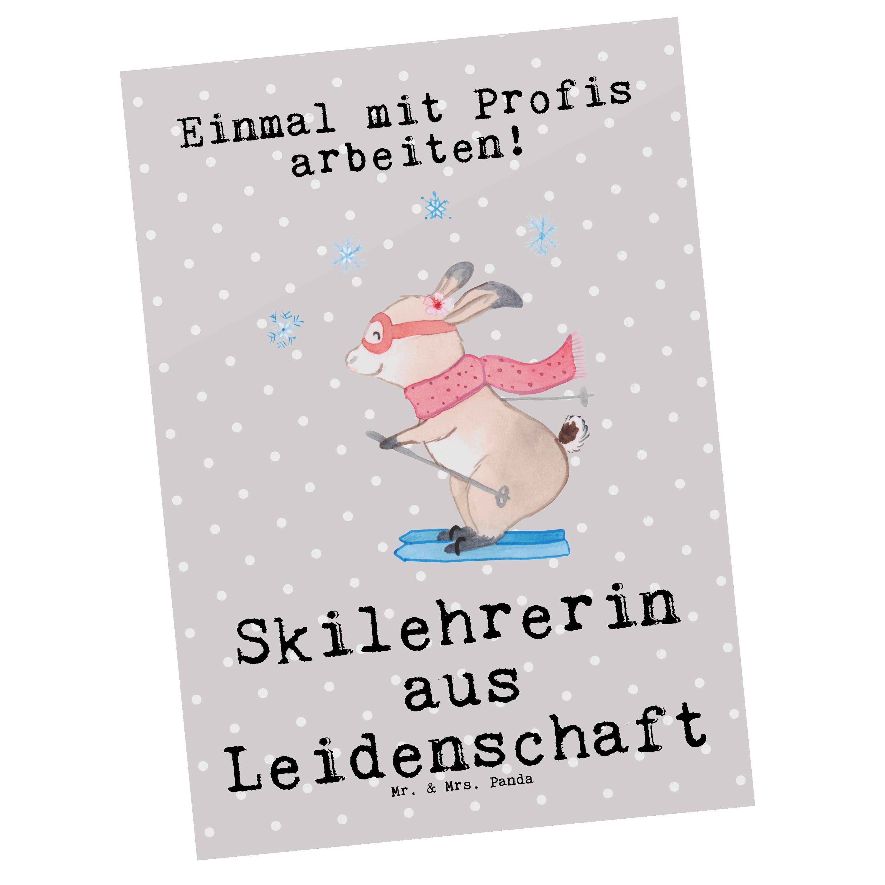 Mr. & Dankeskarte Mrs. Geschenk, - Skilehrerin Grau aus Leidenschaft - Panda Pastell Postkarte