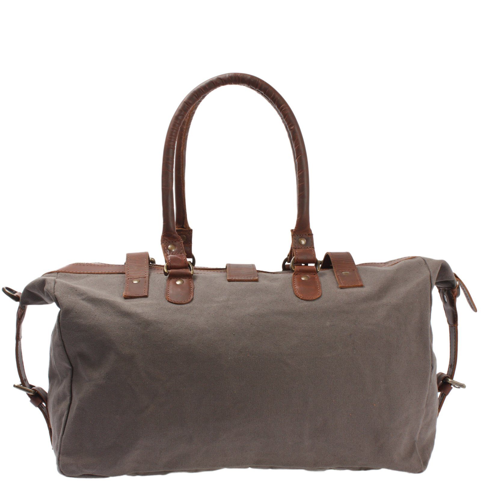 LECONI Weekender klein Handgepäck Damen Herren Leder Canvas LE2008, Canvas & Leder – Innenfach mit Zipper – 45×30×20 cm