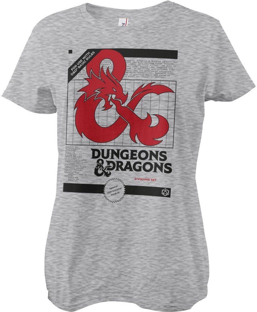 3 T-Shirt Girly DarkGrey DRAGONS & Volume Set Tee DUNGEONS D&D