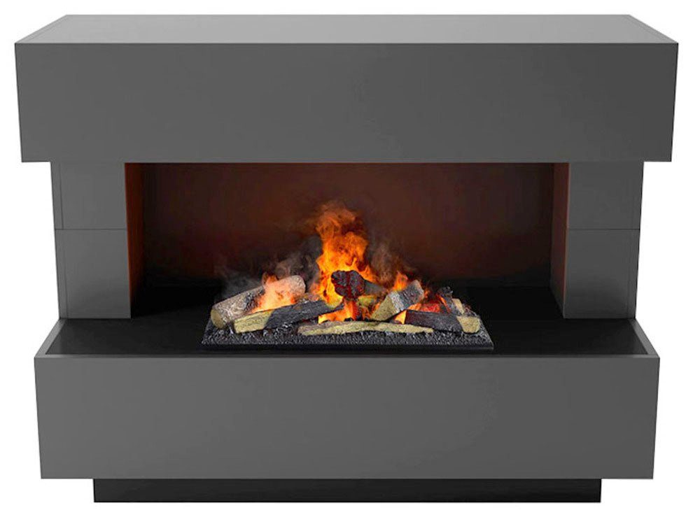 mit »Kant«, mit Feuer GLOW 3D Knistereffekt Wasserdampfkamin grau Elektrokamin integriertem FIRE