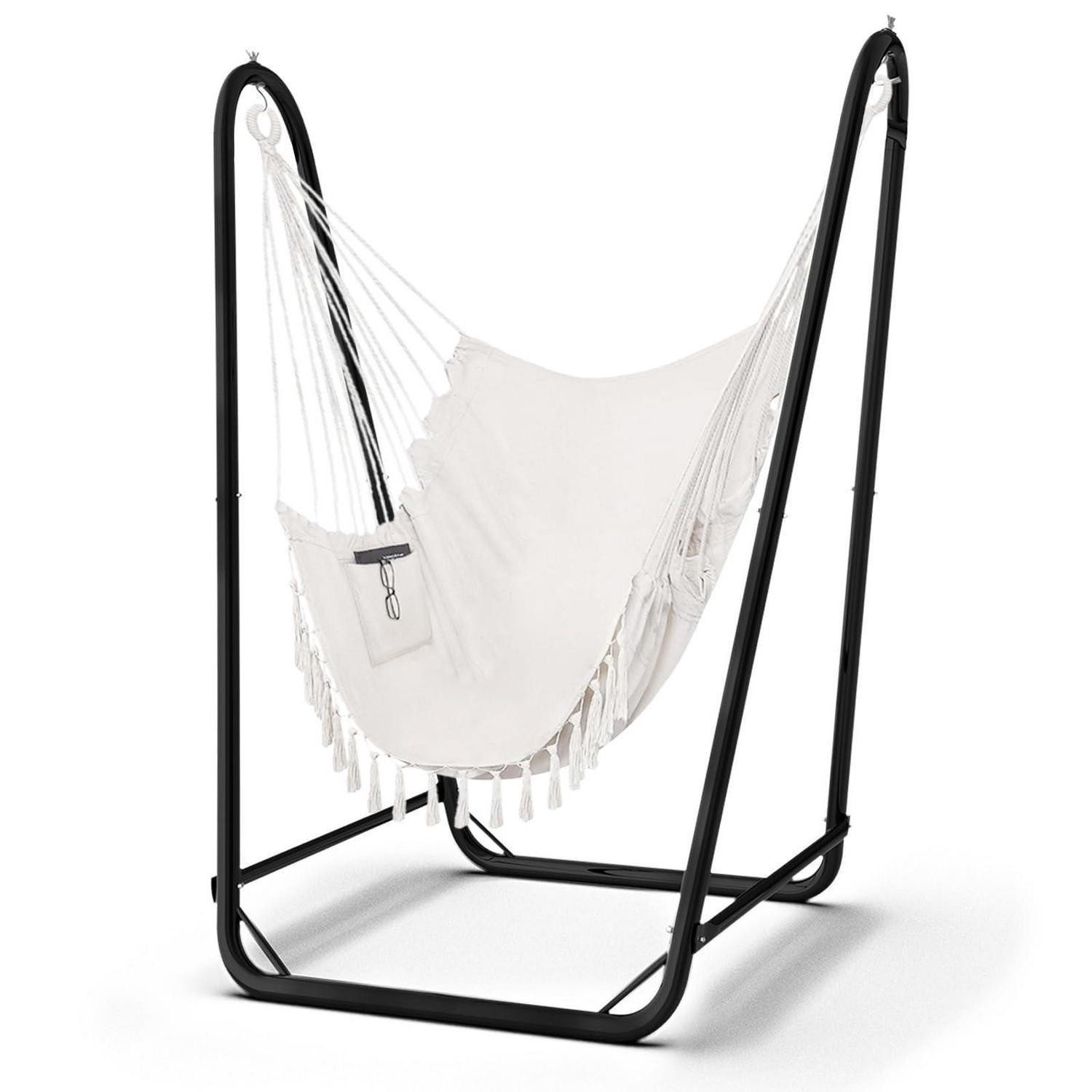 LuxusKollektion Hängesessel Hängesessel Gestell Belastbarkeit 160kg Indoor Outdoor Schwarz (1-St)