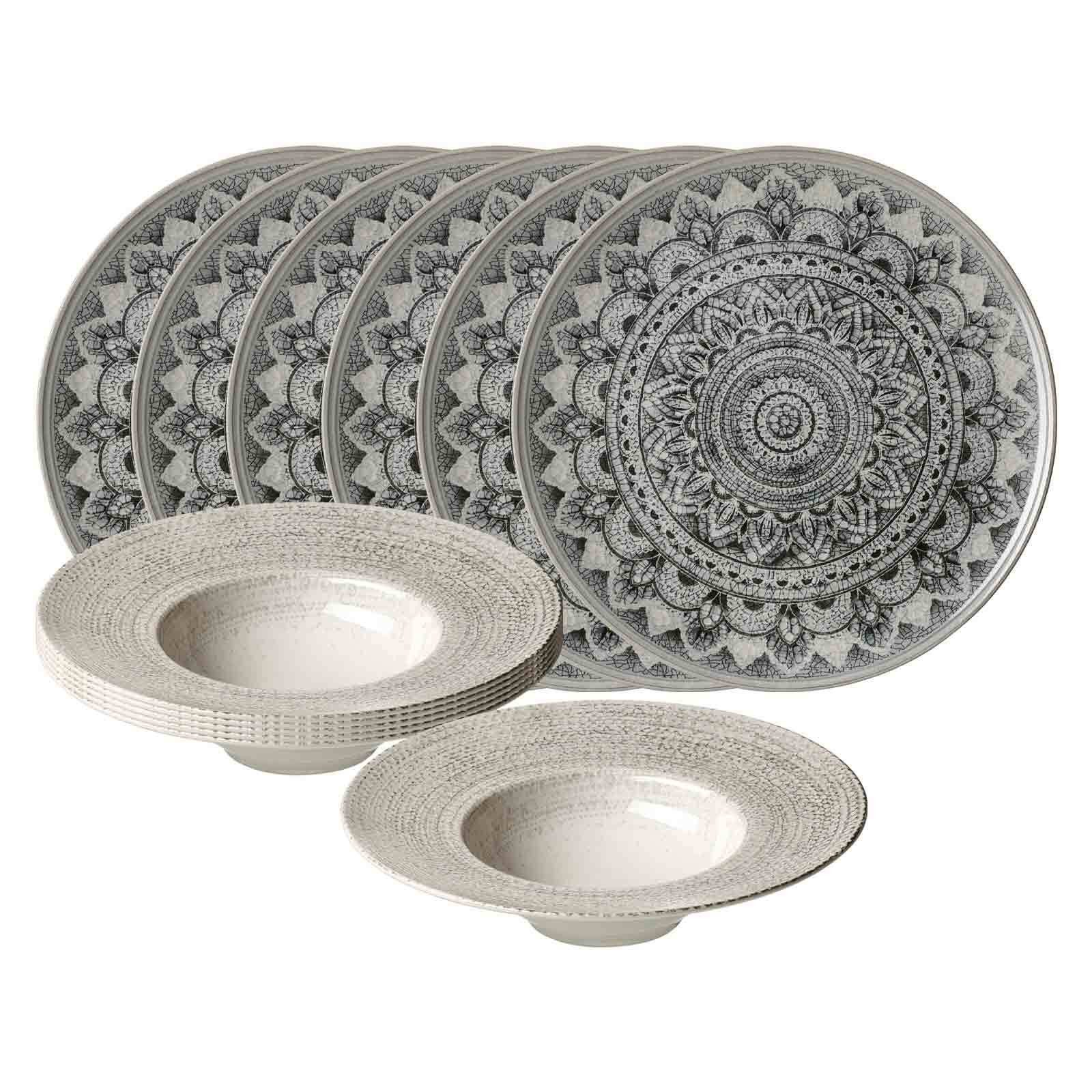Ritzenhoff & Breker Tafelservice Rimini Mandala Gourmet-Set 12er Set (12-tlg), 6 Personen, Steinzeug
