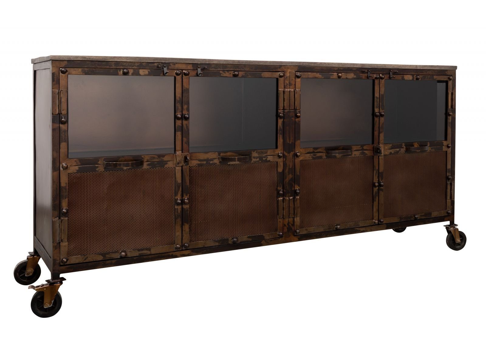 Massivmoebel24 Sideboard HEAVY INDUSTRY (Massivholz), Sideboard Mango 180x40x90 braun lackiert HEAVY INDUSTRY #215
