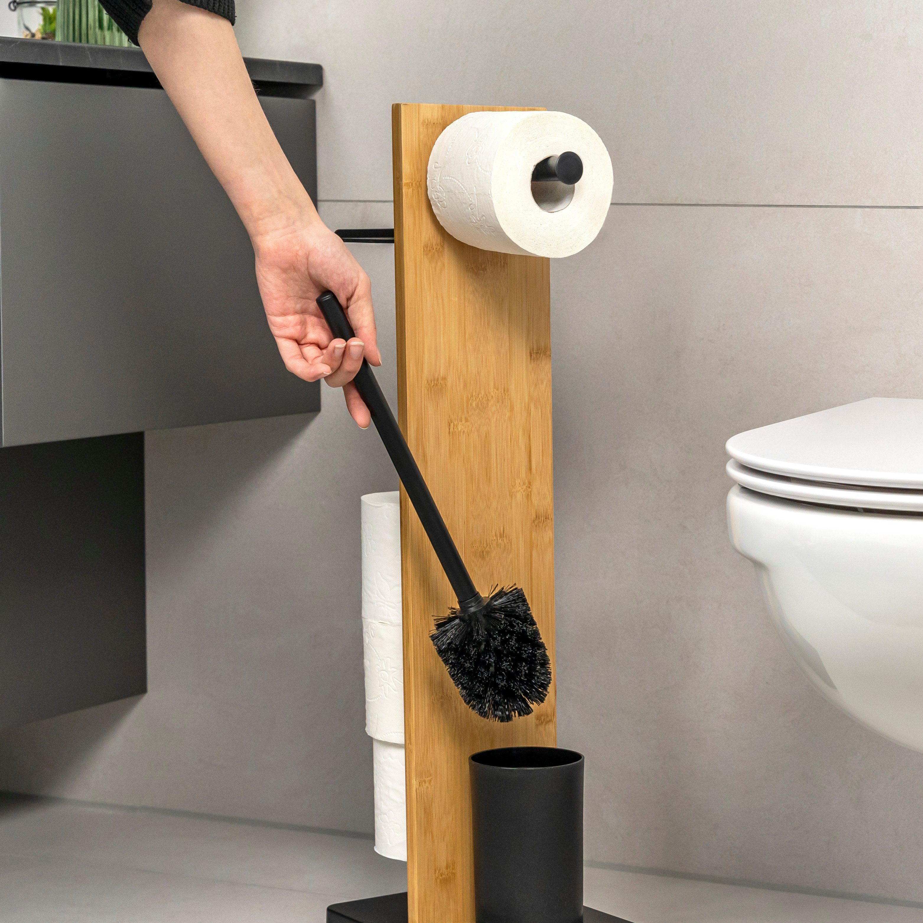 Toilette, eluno freistehend schwarz, 4in1 (Set), Stand-WC-Bürsten für Ersatz-Bürstenköpfe Ersatzbürste