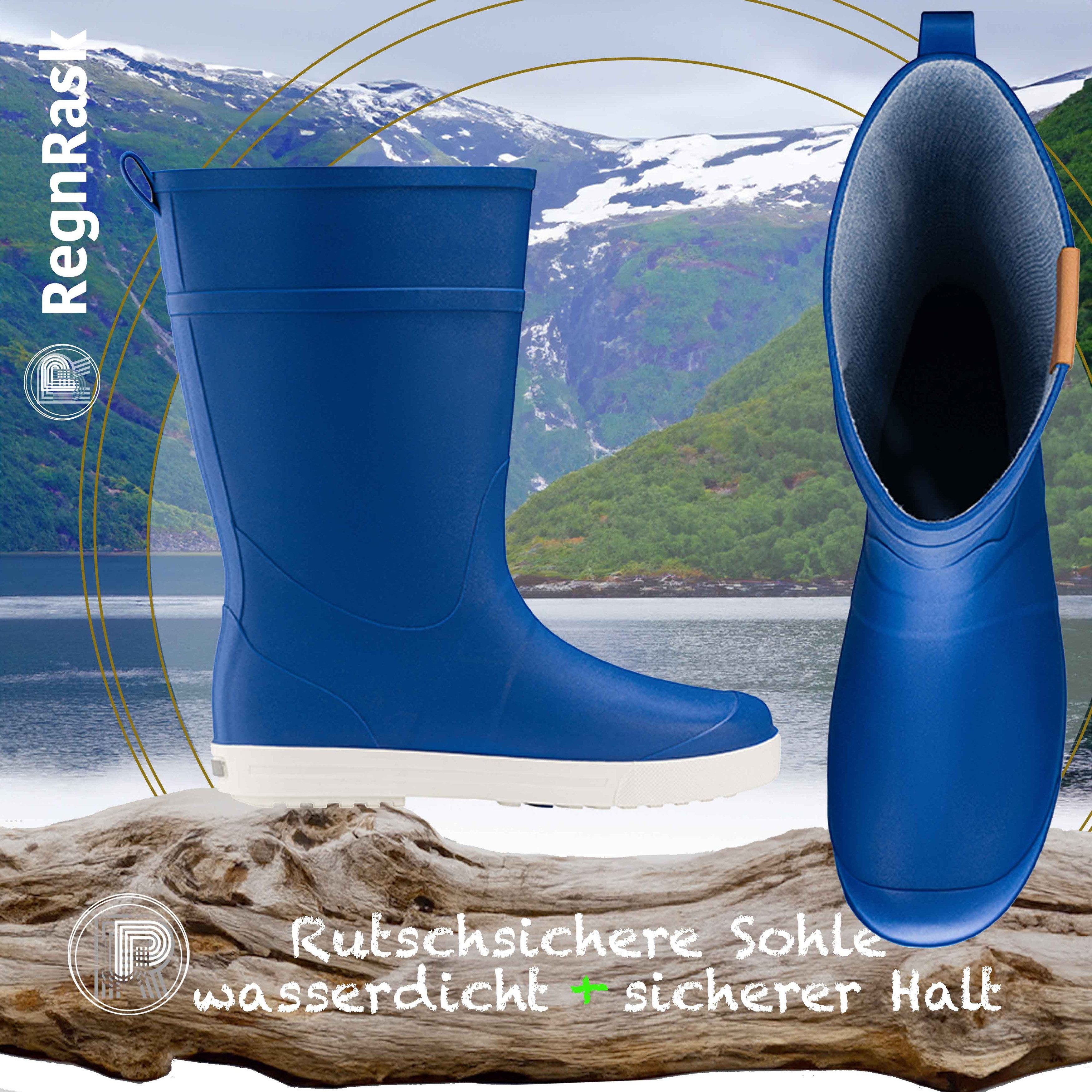 Ultrapower REGNRASK Damen Schlupfstiefel Kontrastsohle 39 Blau-Weiß Gummistiefel Gartenstiefel Matschstiefel Festivalstiefel