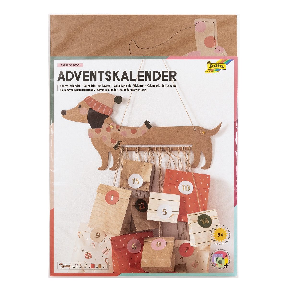 Folia Max Bringmann KG Adventskalender folia Bastelset Adventskalender Sausage Dog 54 Teile