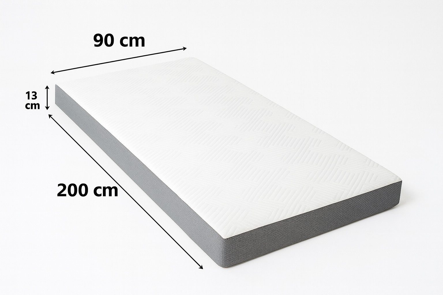 Klappmatratze 90x200 cm, Faltbettmatratze 13cm hoch, grau, Gunuss, 13 cm hoch, (Für Seiten/Rücken undBauchschlafer)