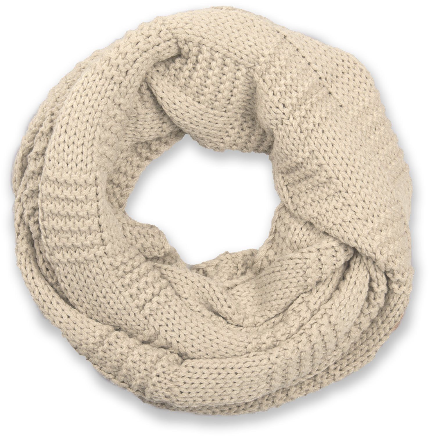 styleBREAKER Strickschal, (1-St), Feinstrick Loop mit Patentmuster Beige