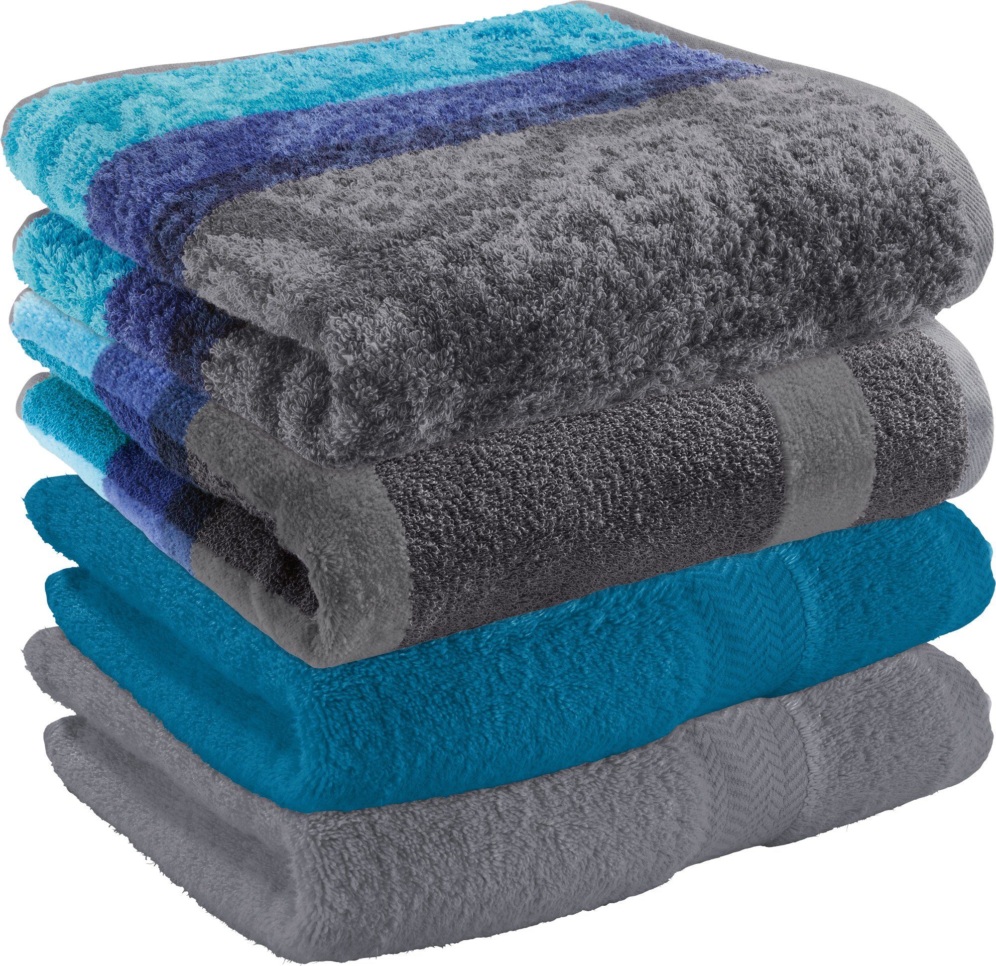 Erwin Müller Handtuch Handtuch-Set 4er-Pack, Jacquard, Walk-Frottier Uni