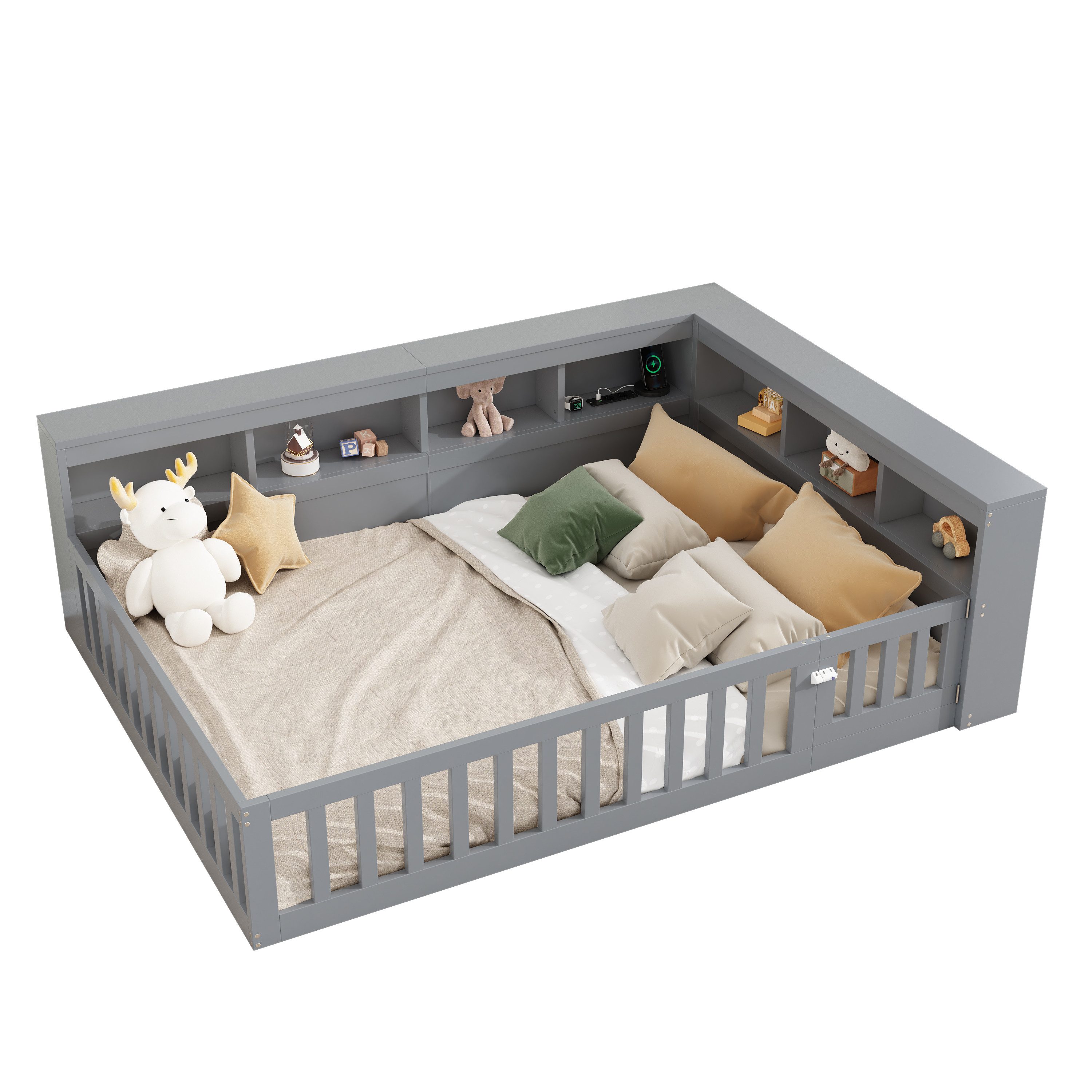 OKWISH Kinderbett Holzbett Stauraumbett (140x200cm mit günstig online kaufen