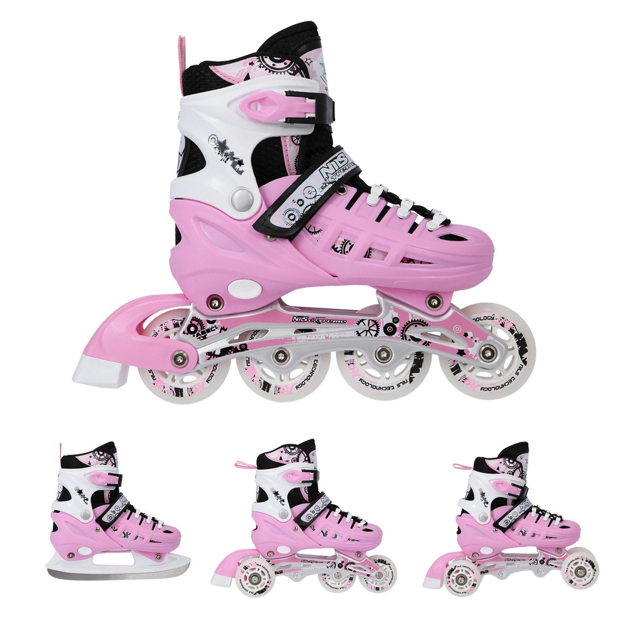 NILS EXTREME Роликовые коньки 4-IN-1 Inliner Schlittschuhe Ролики Eishockey, verstellbare Размер und wechselbare Kufen