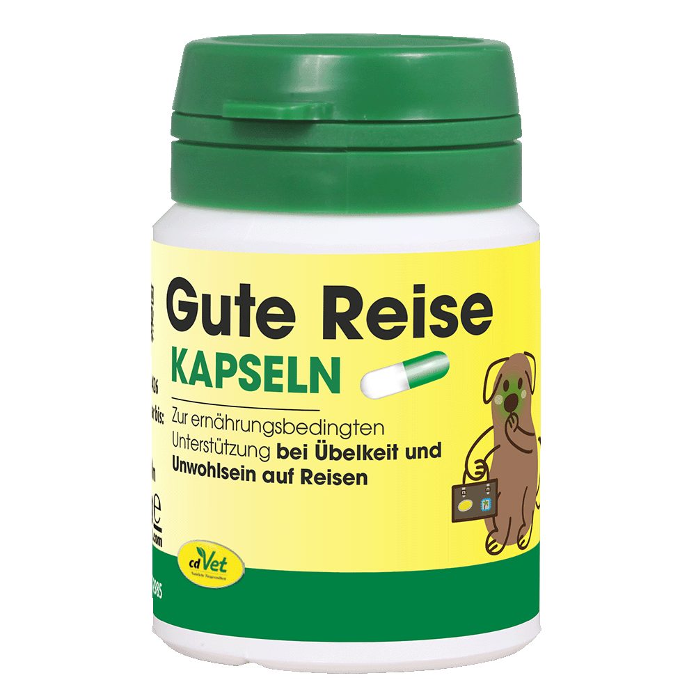 cdVet Gute Reise Kapseln, Ergänzungsfutter für: Hunde, Bei Reisen, Übelkeit, Unwohlsein, Stress