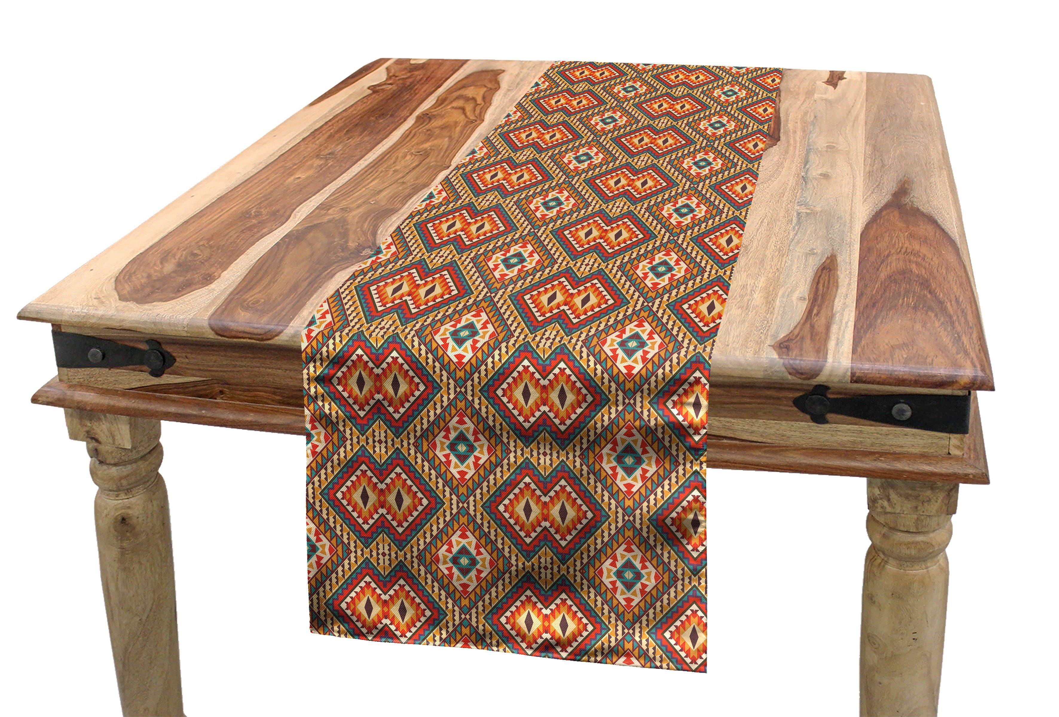 Abakuhaus Tischläufer Esszimmer Küche Rechteckiger Dekorativer Tischläufer, Ethnisch Mexican Heritage Motive