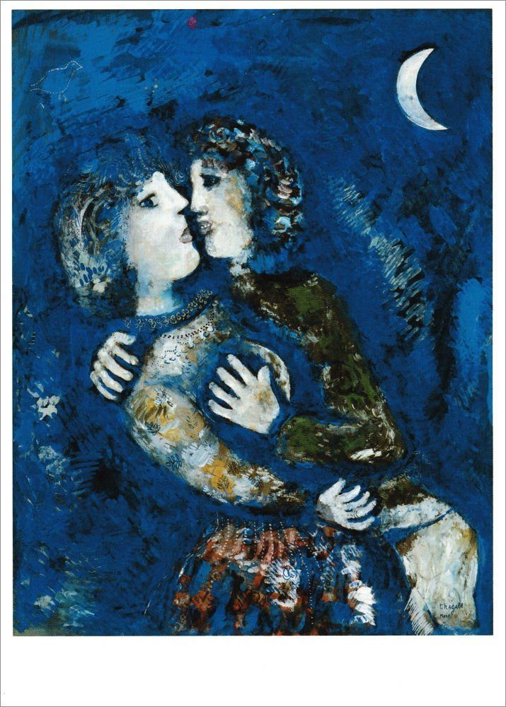 Paar" "Verliefd Kunstkarte Marc Postkarte Chagall