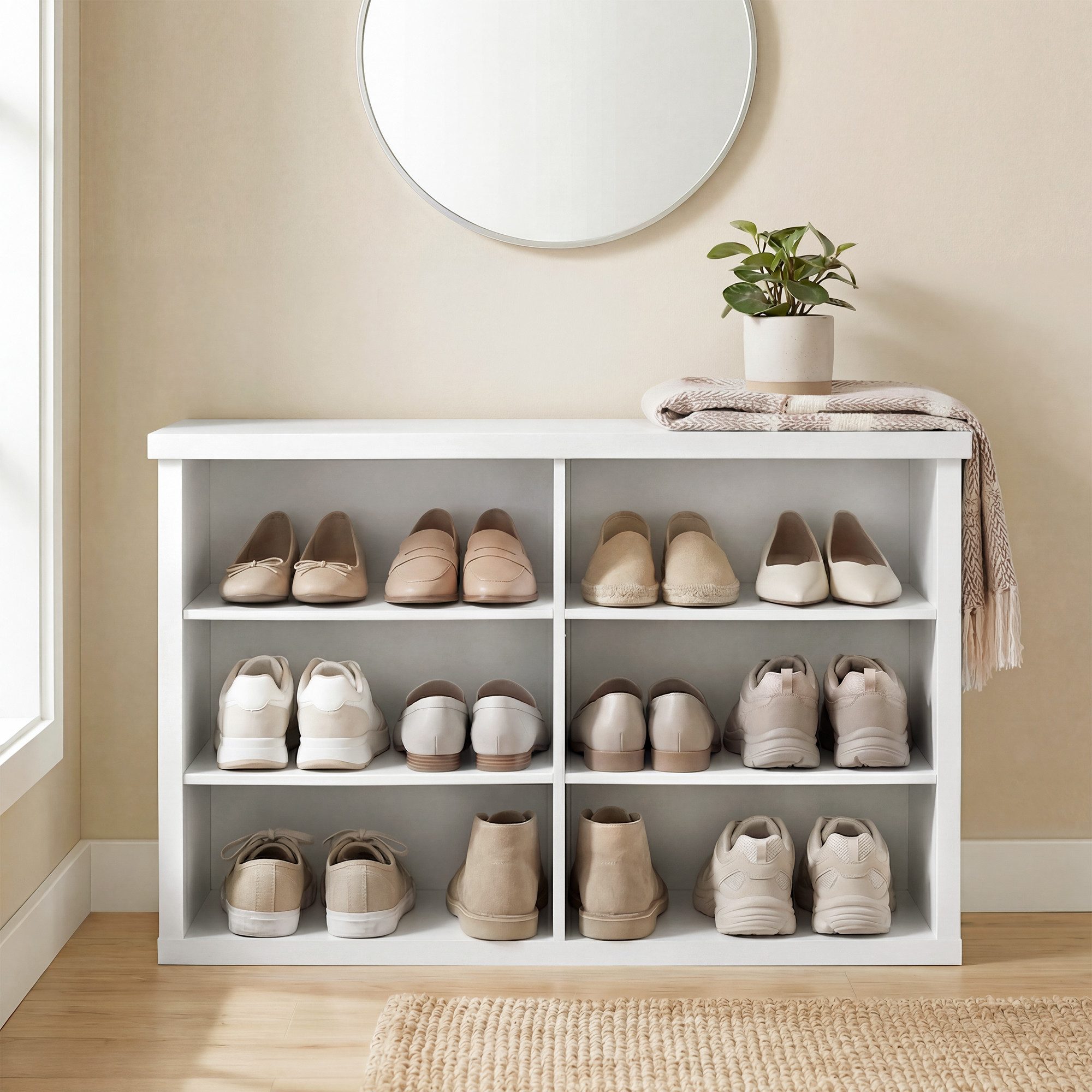 VASAGLE Schuhbank Sitzbank, Schuhregal, für Wohnzimmer, Flur, mit Stauraum, 6 Fächer, verstellbare Ablagen, 29,5 x 80 x 50 cm