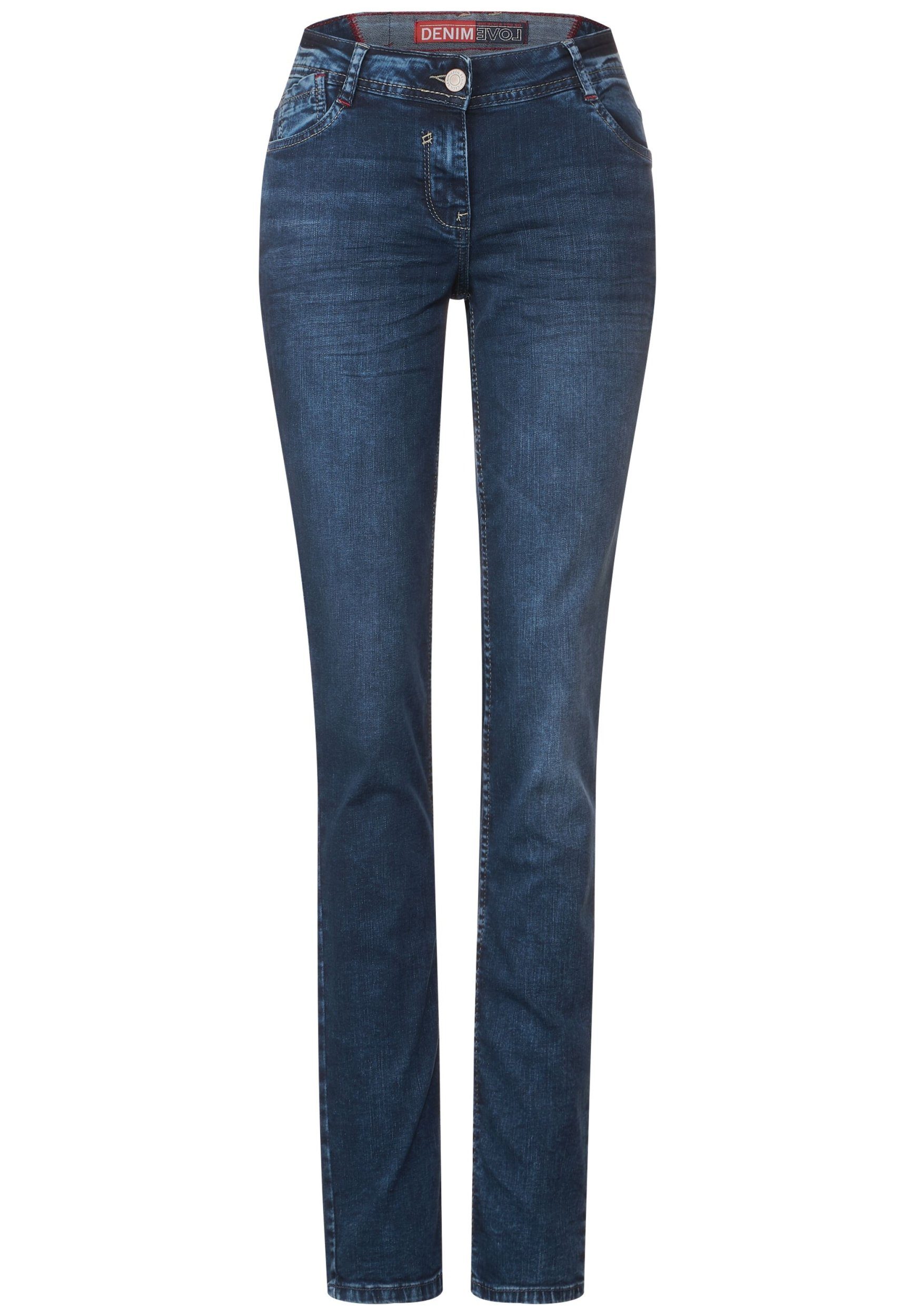 Cecil Style Scarlett 1-Knopf 49 Jeans dal Taglio Casual, Mid Blue