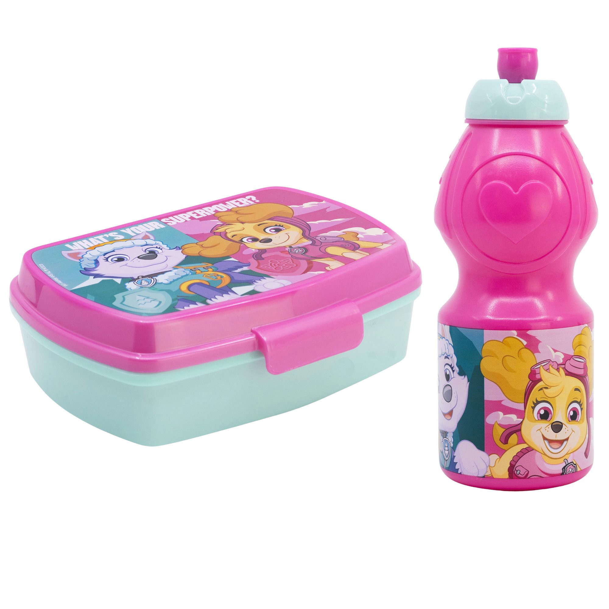 PAW PATROL Lunchbox Paw Patrol Skye Liberty 2 tlg Kinder Set Brotdose Trinkflasche, (Spar-Set, 2-tlg., Spar-Set)