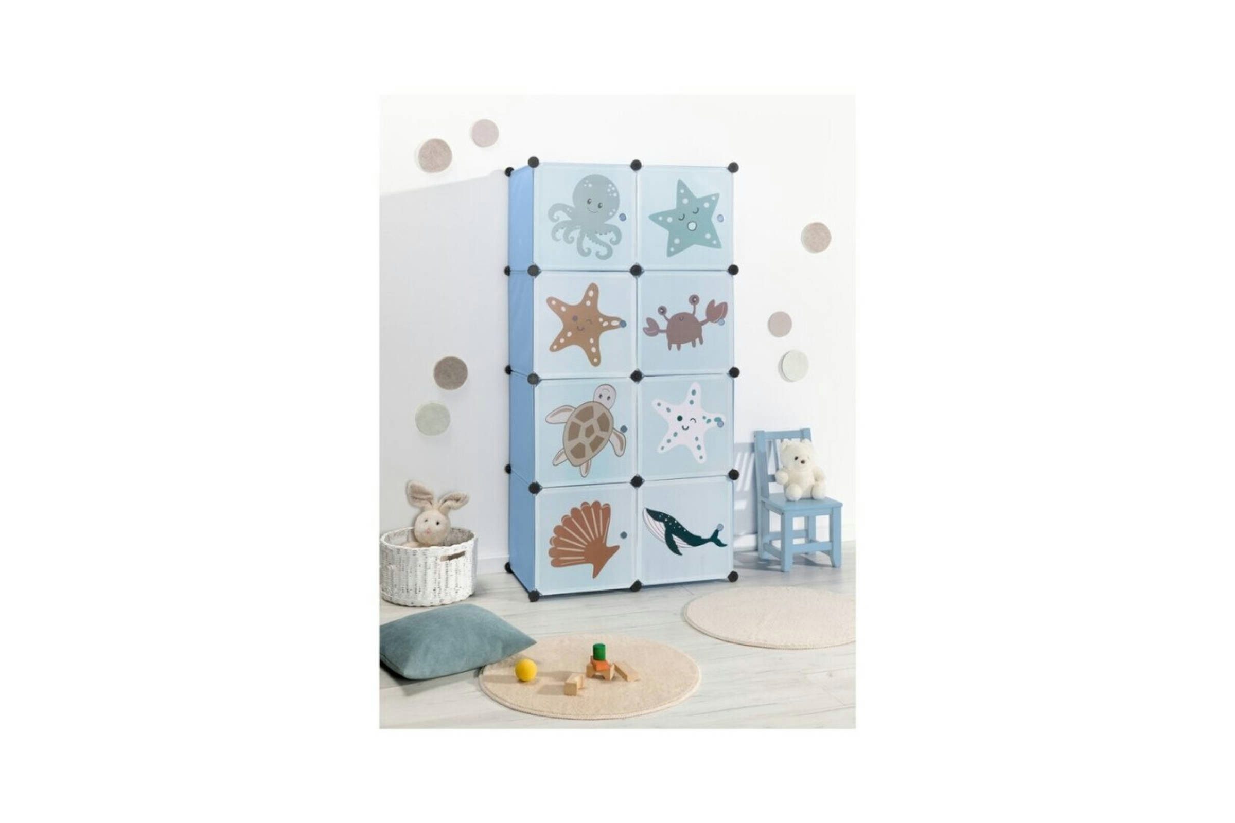 Livarno home Steckregal Kinder Steckregal L 74 x B 36 x H 144 cm Spielzeug- Kleiderregal, Individuell anpassbares Stecksystem