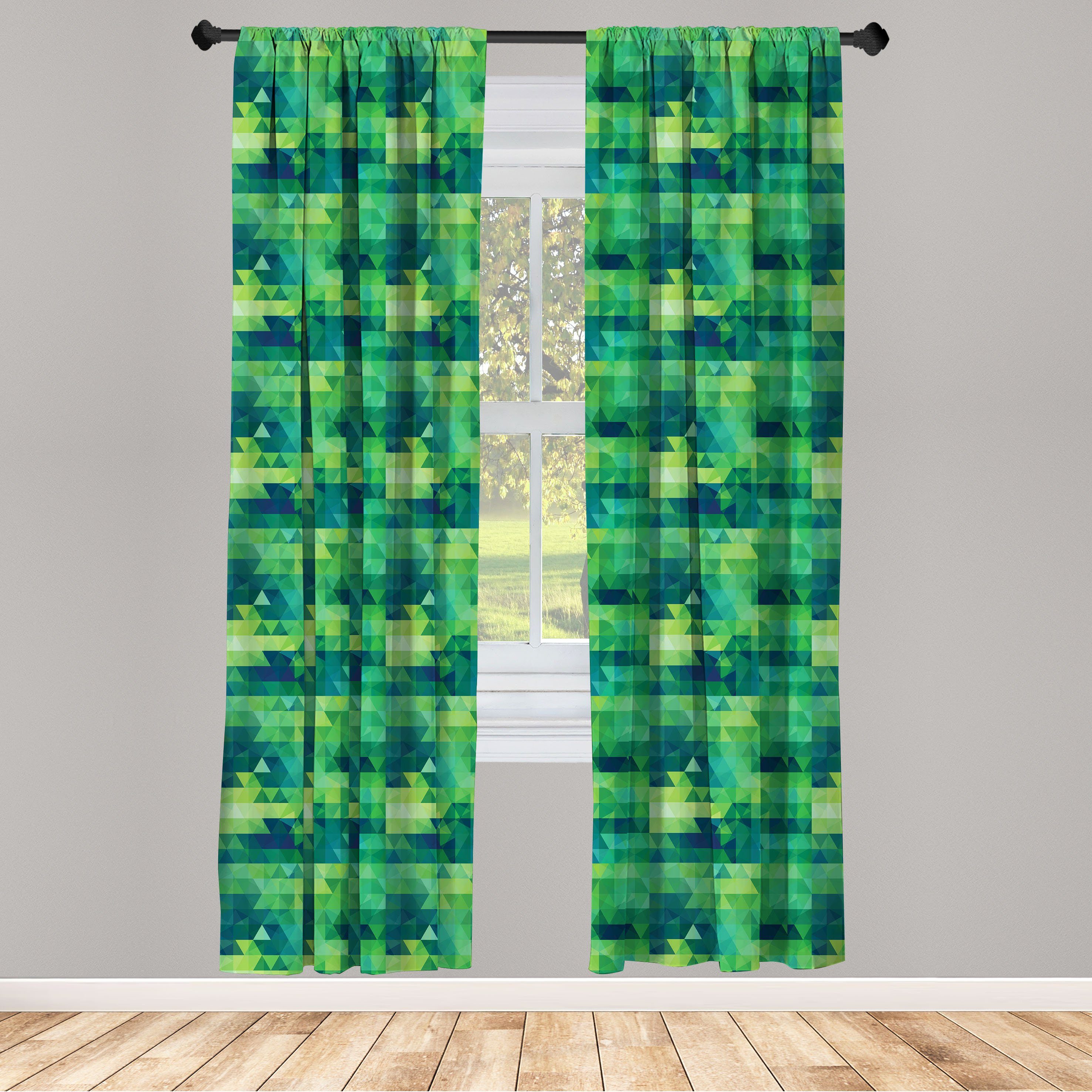 Monochrome Wohnzimmer Gardine Vorhang Abakuhaus, Grüne Microfaser, Triangles Schlafzimmer für Dekor, Mosaik