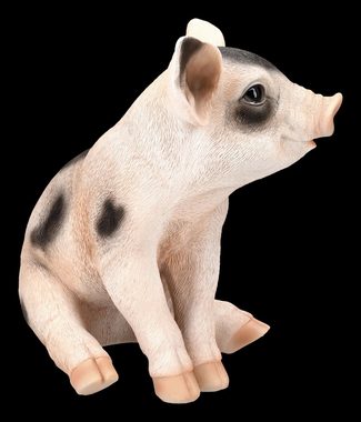 Figuren Shop GmbH Dekofigur Schweine Figur - Geflecktes Ferkel - Tierdeko Dekofigur Schwein