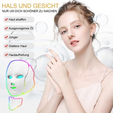 DOPWii Kosmetikbehandlungsgerät 7 Farben LED-Maske Lichttherapie, Gesicht und, Hals Hautpflege Maske, Salon und zu Hause verwenden