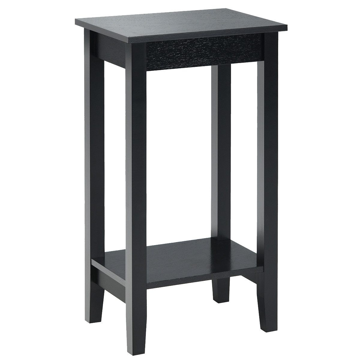 COSTWAY Beistelltisch (1-St), mit Regal, 4 Massivholzbeinen, 39,6 x 29,6 x 73,5 cm