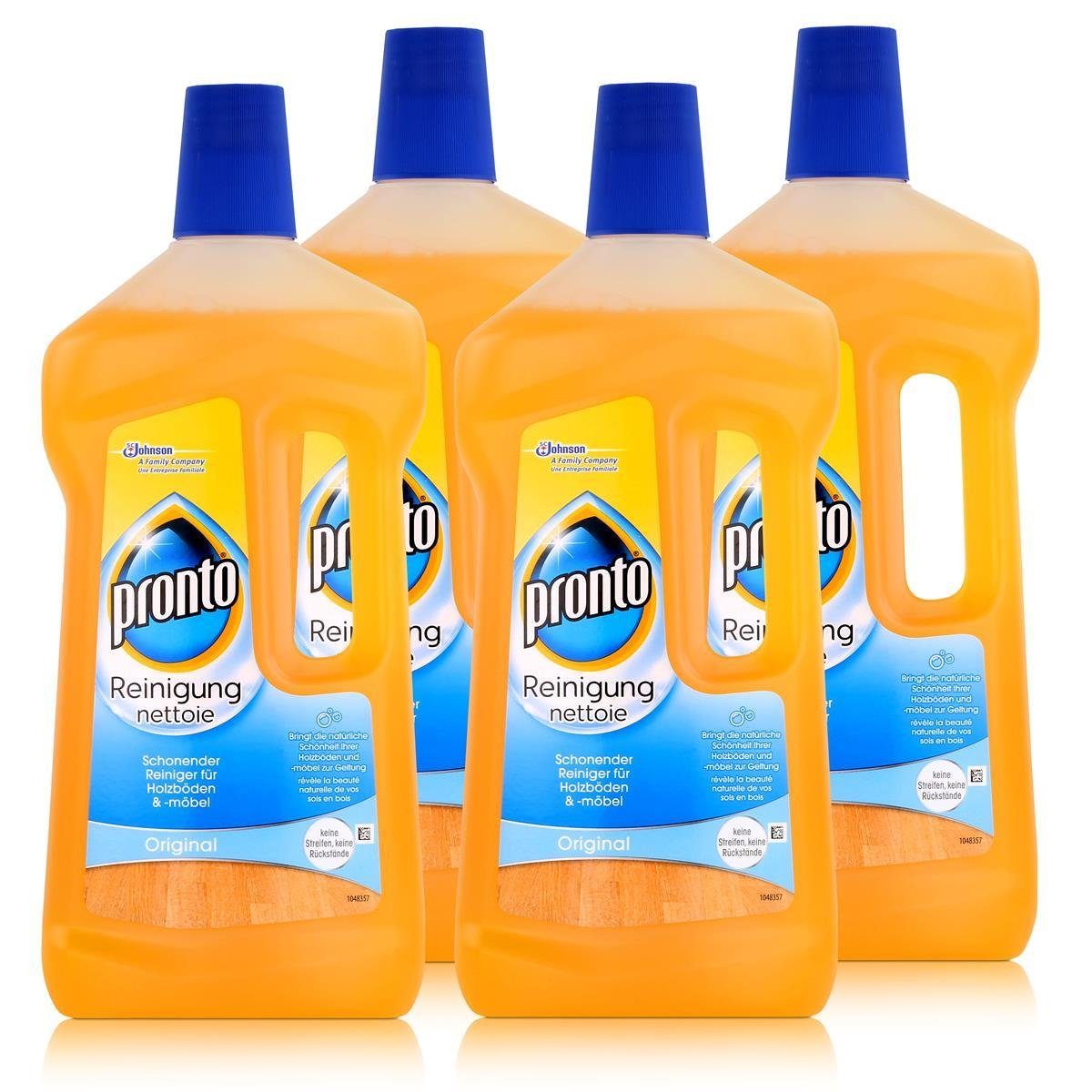 Pronto Reinigung 750ml - Schonender Reiniger für Holzböden & -möbel (4 Fussbodenreiniger