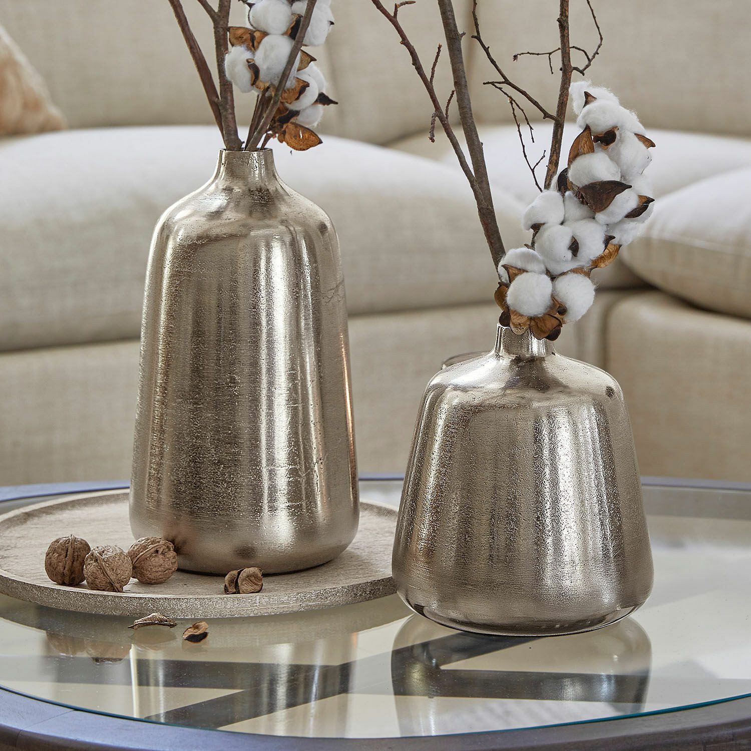 Mirabeau Tischvase Vase 2er Set Orabela silber